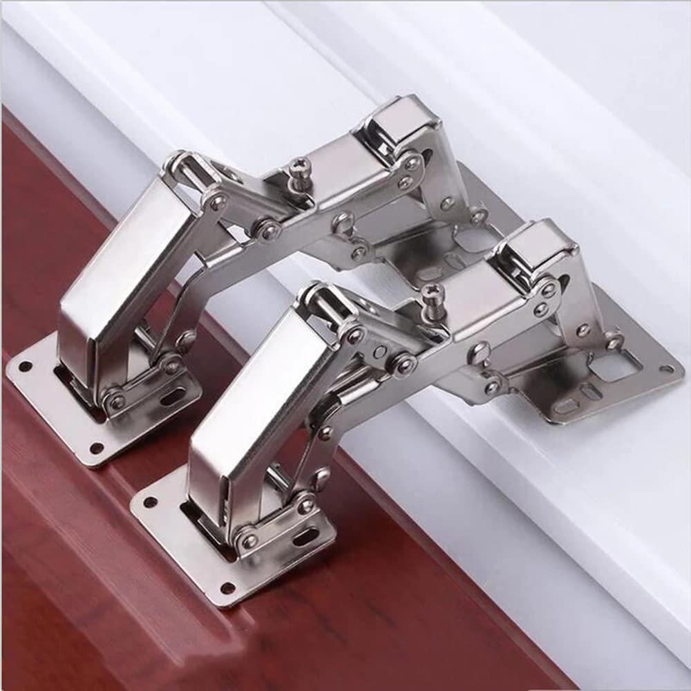 175 Degree Frameless Cabinet Hinges With Soft Close, Hydraulic Adjustable Mount, Full Cover 4 Pieces, Heavy Duty Thickened Steel Construction For American Style Frameless Cabinets Not For Recessed Doors Ideal For Kitchen Cabinets And Furniture