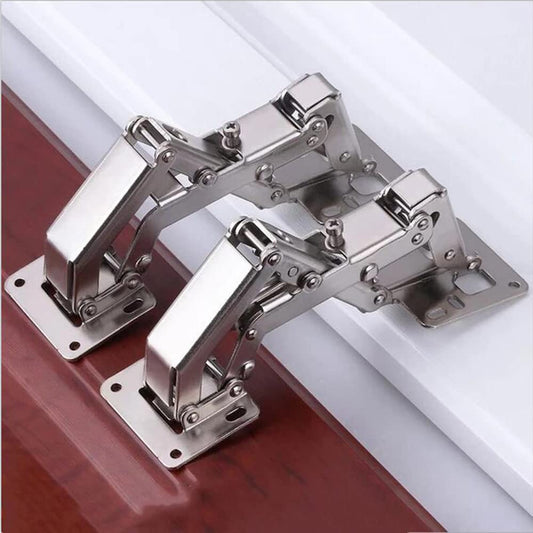 175 Degree Frameless Cabinet Hinges With Soft Close, Hydraulic Adjustable Mount, Full Cover 4 Pieces, Heavy Duty Thickened Steel Construction For American Style Frameless Cabinets Not For Recessed Doors Ideal For Kitchen Cabinets And Furniture