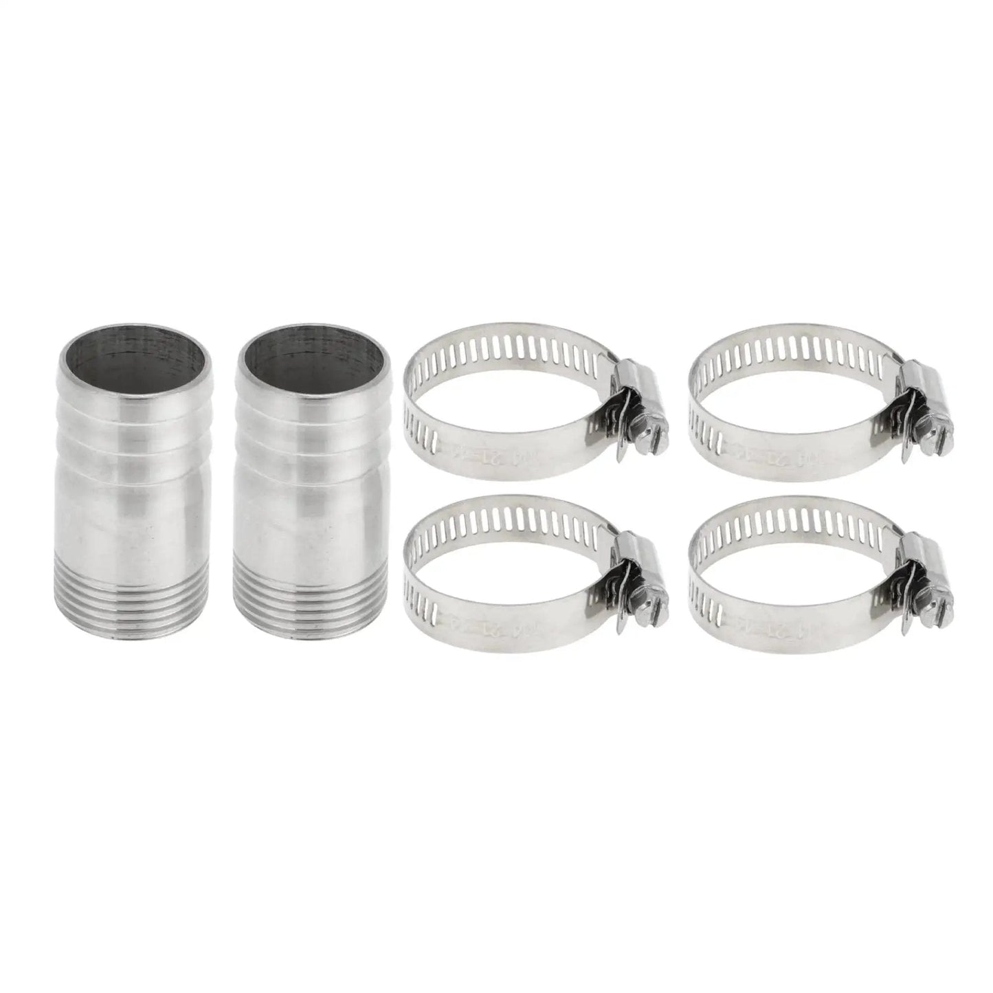Go-To Stainless Steel Hose Barb Fittings 201 set with clamps, 1.3 inch OD, 1 Inch BSPT I Shaped Male Thread for air water oil gas