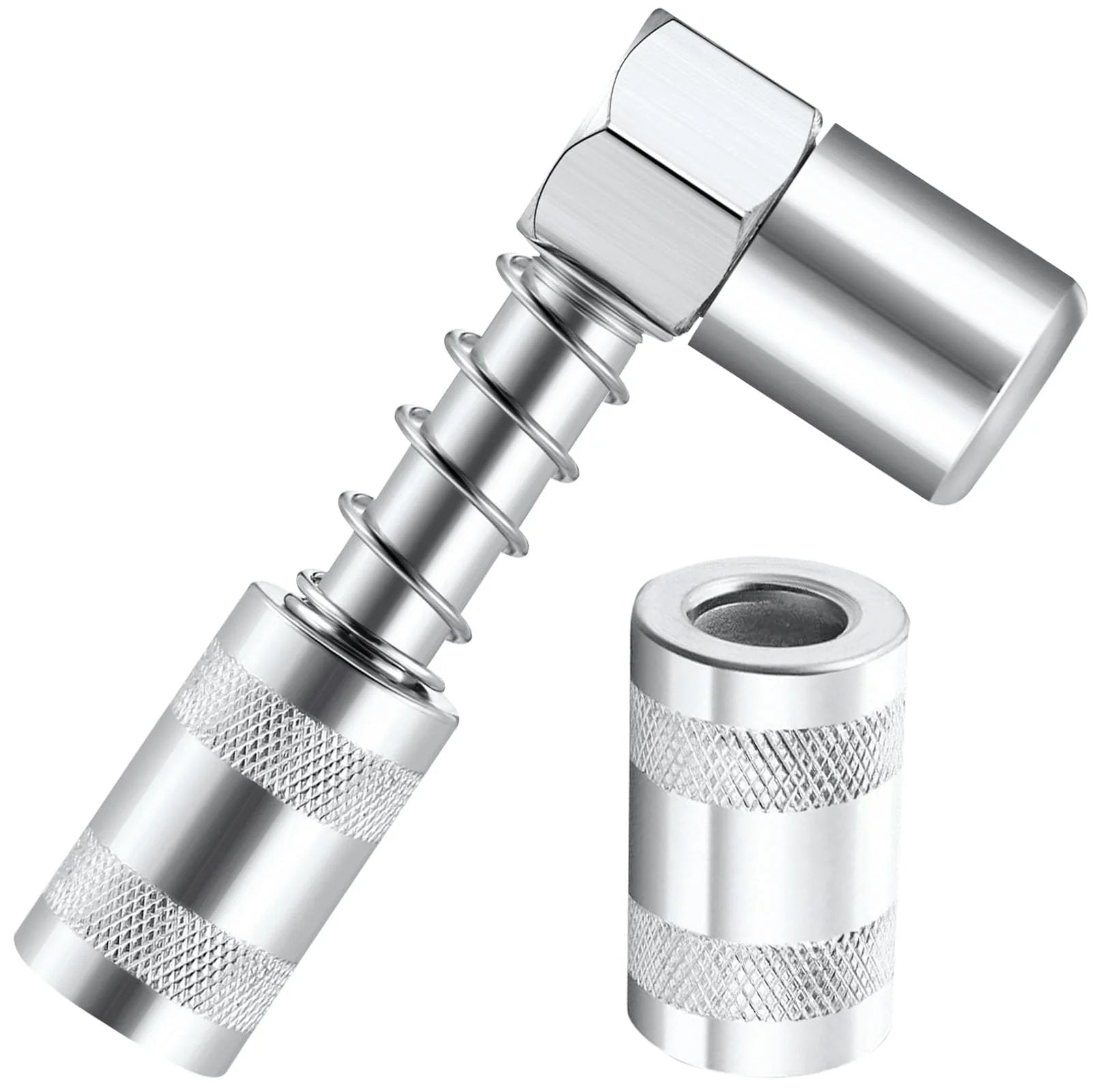 90 Degree Grease Coupler Gun Adapter For Hard To Reach Fittings, Angled Grease Gun Tip, Durable Metal, Works With Standard Grease Guns