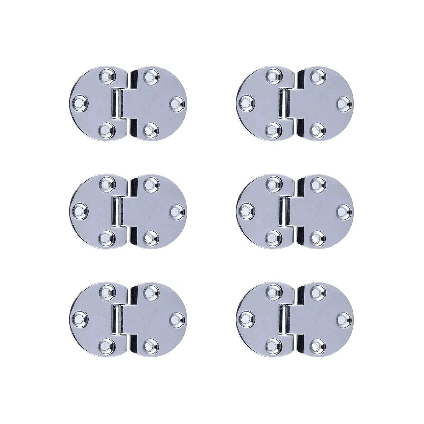 6 Pcs Zinc Alloy Flip Door Hinges 90 Degree Folding Butt Hinges for Table Desk Wardrobe displayed in silver finish.
