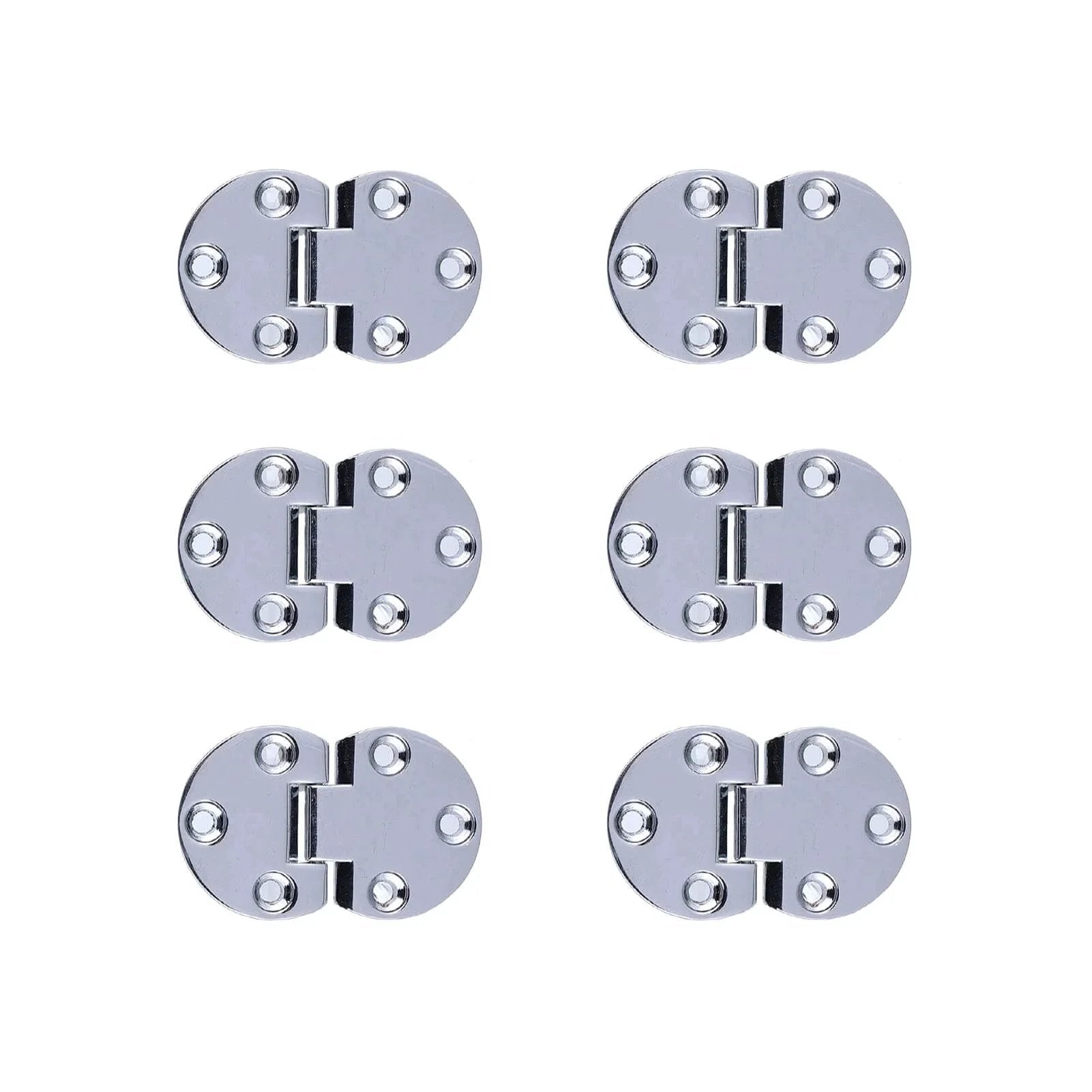 6 Pcs Zinc Alloy Flip Door Hinges 90 Degree Folding Butt Hinges for Table Desk Wardrobe displayed in silver finish.