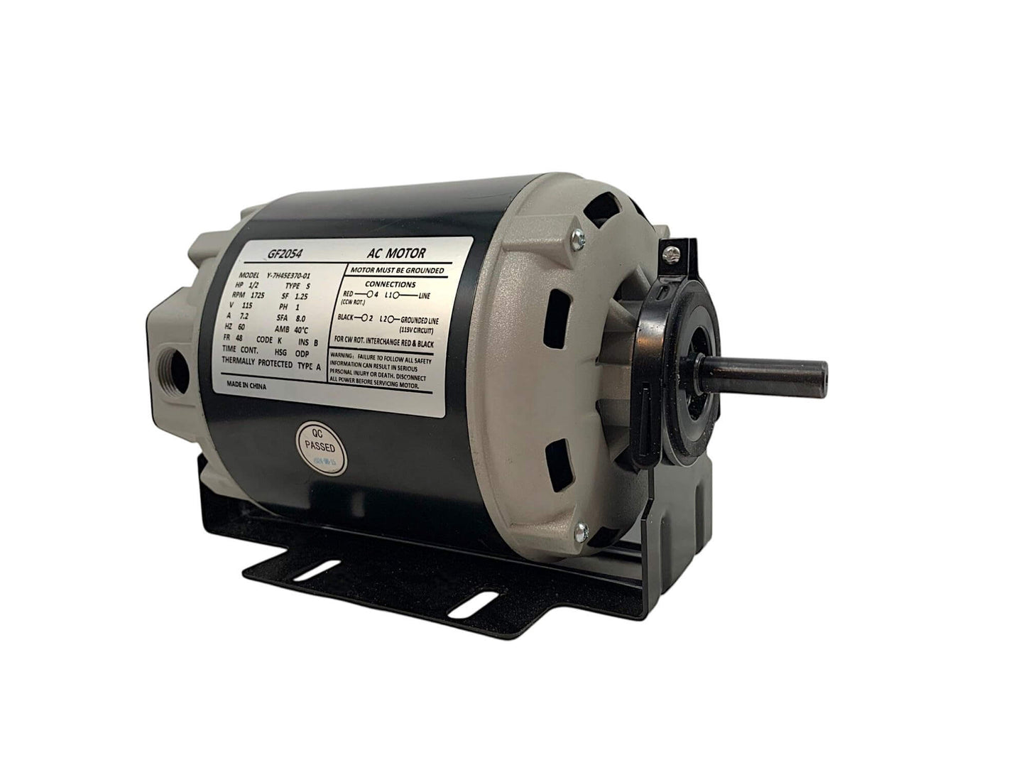 1/2 HP Belt Drive Motor GF2054 Replacement - Single Unit, 115V 60Hz 1725 RPM 48 Frame, Compatible with Packard 45012, Emerson 8200, GE BF-4708, Universal 811, Baldor RSP3451A, Dayton 4UE85