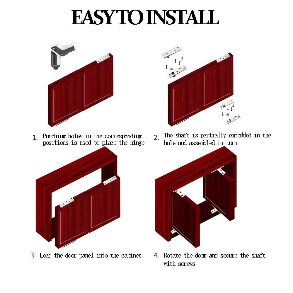 Installation process of Hidden Door Hinge Set 360 Degree Stainless Steel Pivot Hinge Heavy Duty Up To 300 Lbs Load Bearing