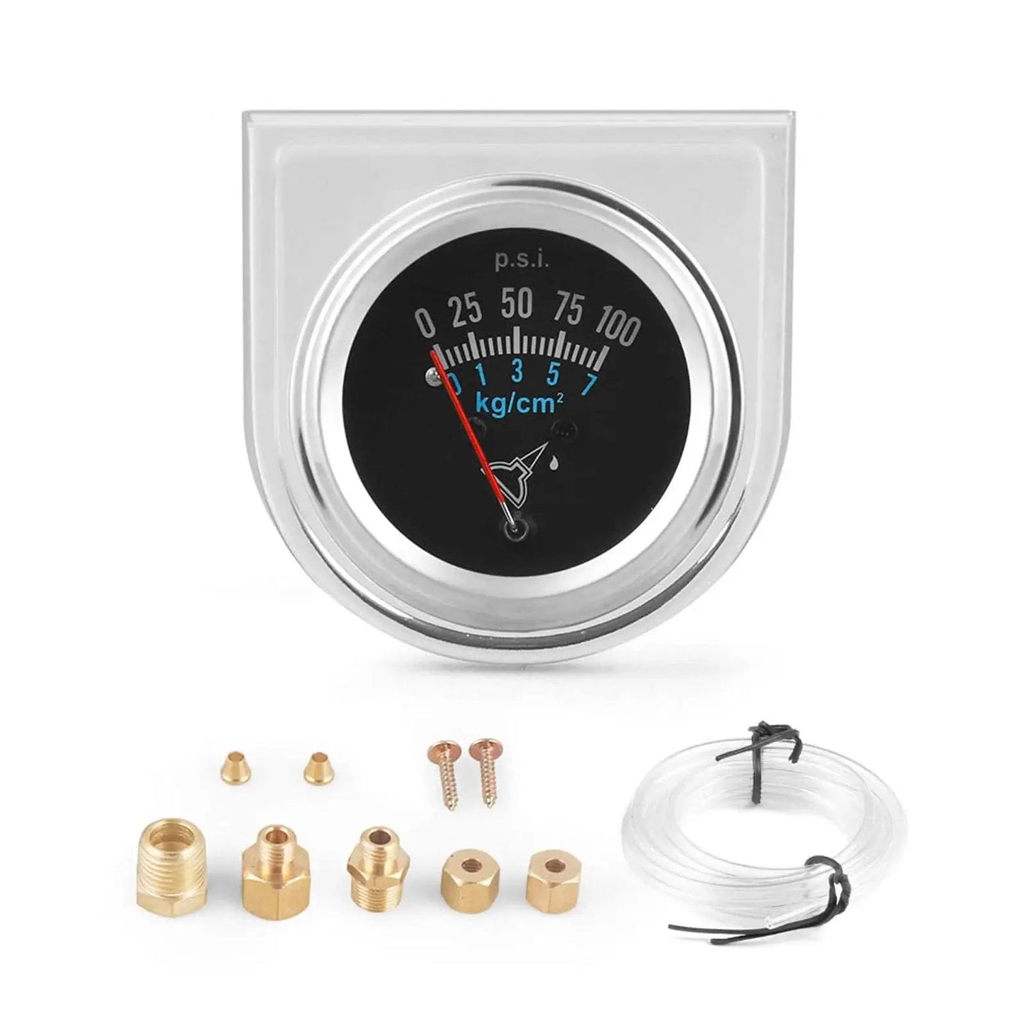 2 Inch Mechanical Oil Pressure Gauge Kit For Cars And Trucks 0 To 100 PSI 0 To 7 Kg Cm2 Universal Fit With M8x1 Threads