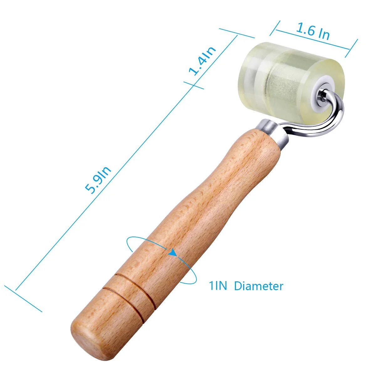 Auto Sound Deadening Seam Roller For Car Audio Mats And Heat Abatement with PU roller, wooden handle, riveted steel bracket