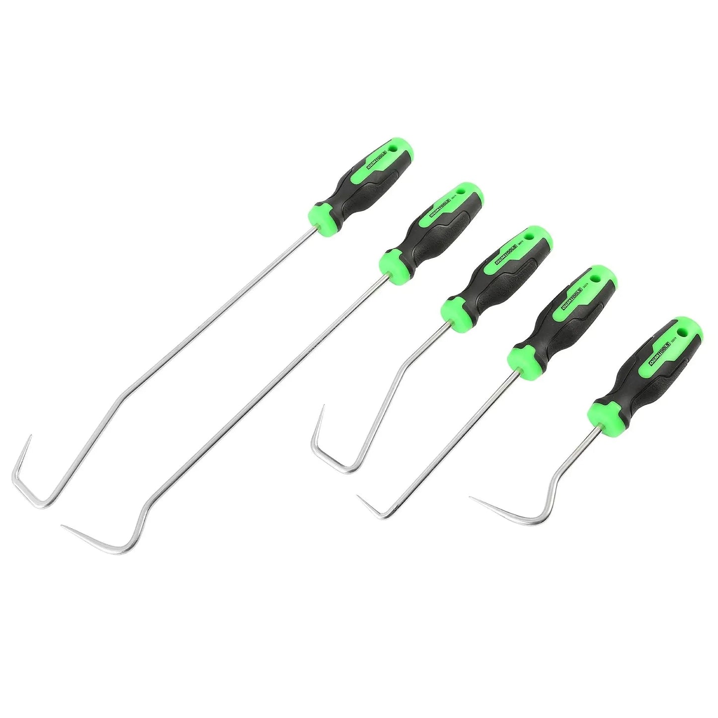 5 Piece Hose Removal Set For Radiator And Coolant Lines With Cotter Pin Tool, five steel picks with green and black grips