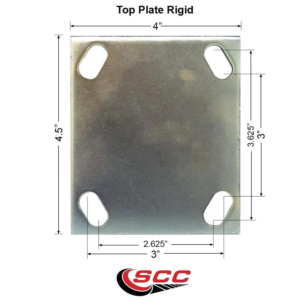 Top view of rigid cast iron top plate for V Groove Semi Steel Cast Iron Rigid Top Plate Heavy Duty Caster by Service Caster Brand