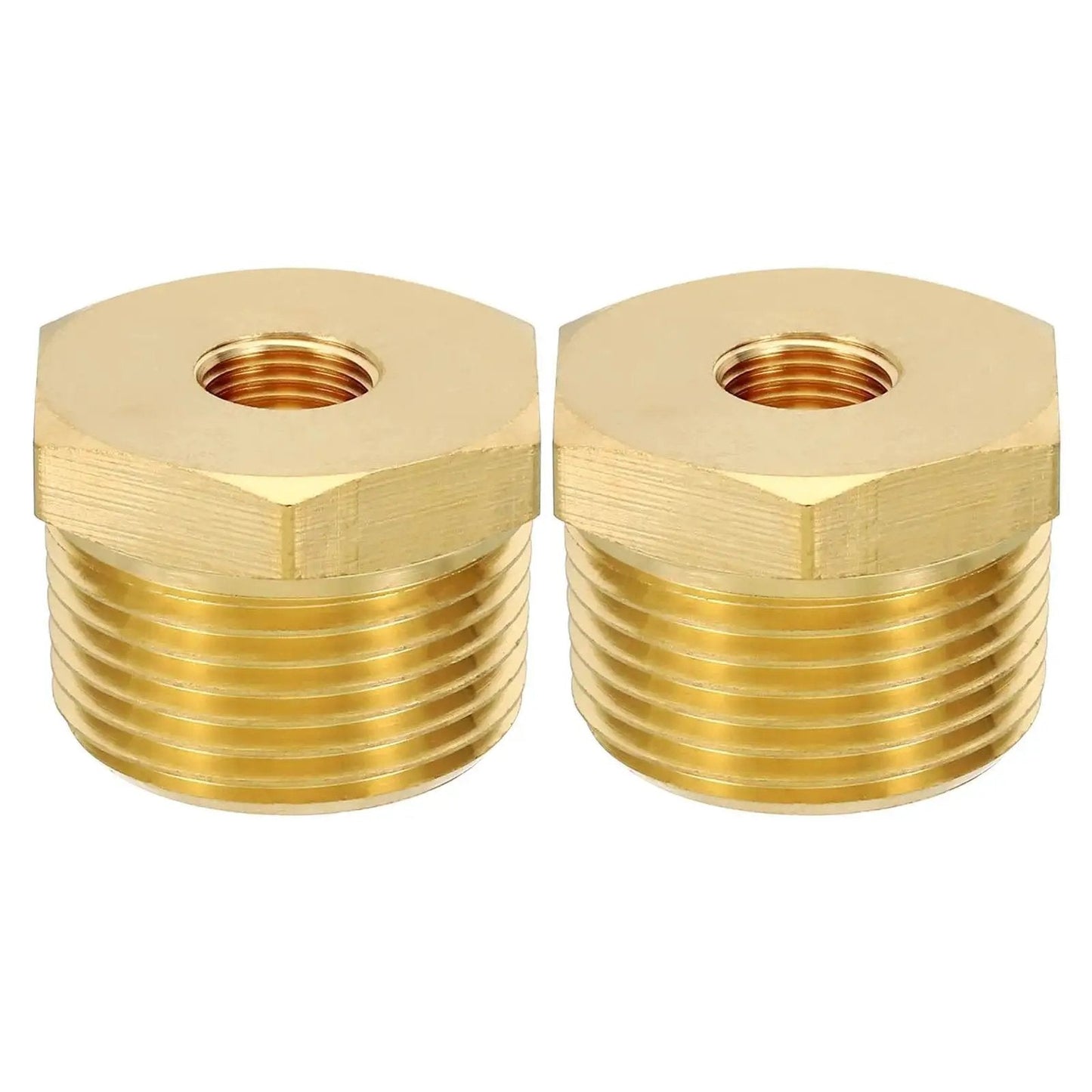 Brass Hex Bushing 1/8 NPT Female To 3/4 NPT Male Reducer Fittings Pack Of 2 for water, air, oil, and gas lines pipe adapters