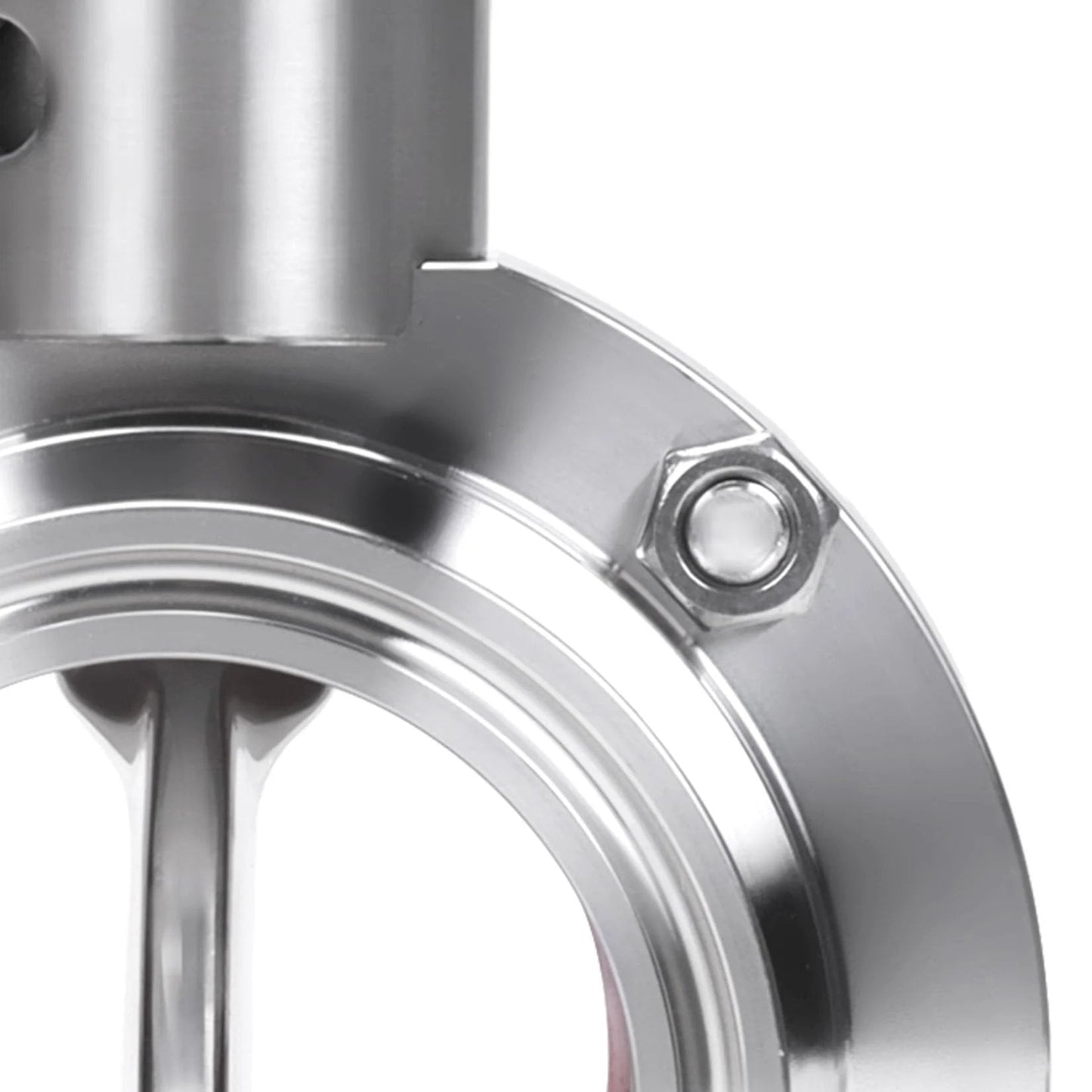 Close-up of Two Inch Heavy Duty Tri Clamp Sanitary Butterfly Valve With Pull Handle Stainless Steel 304 2 Pack Clover Clamp Style