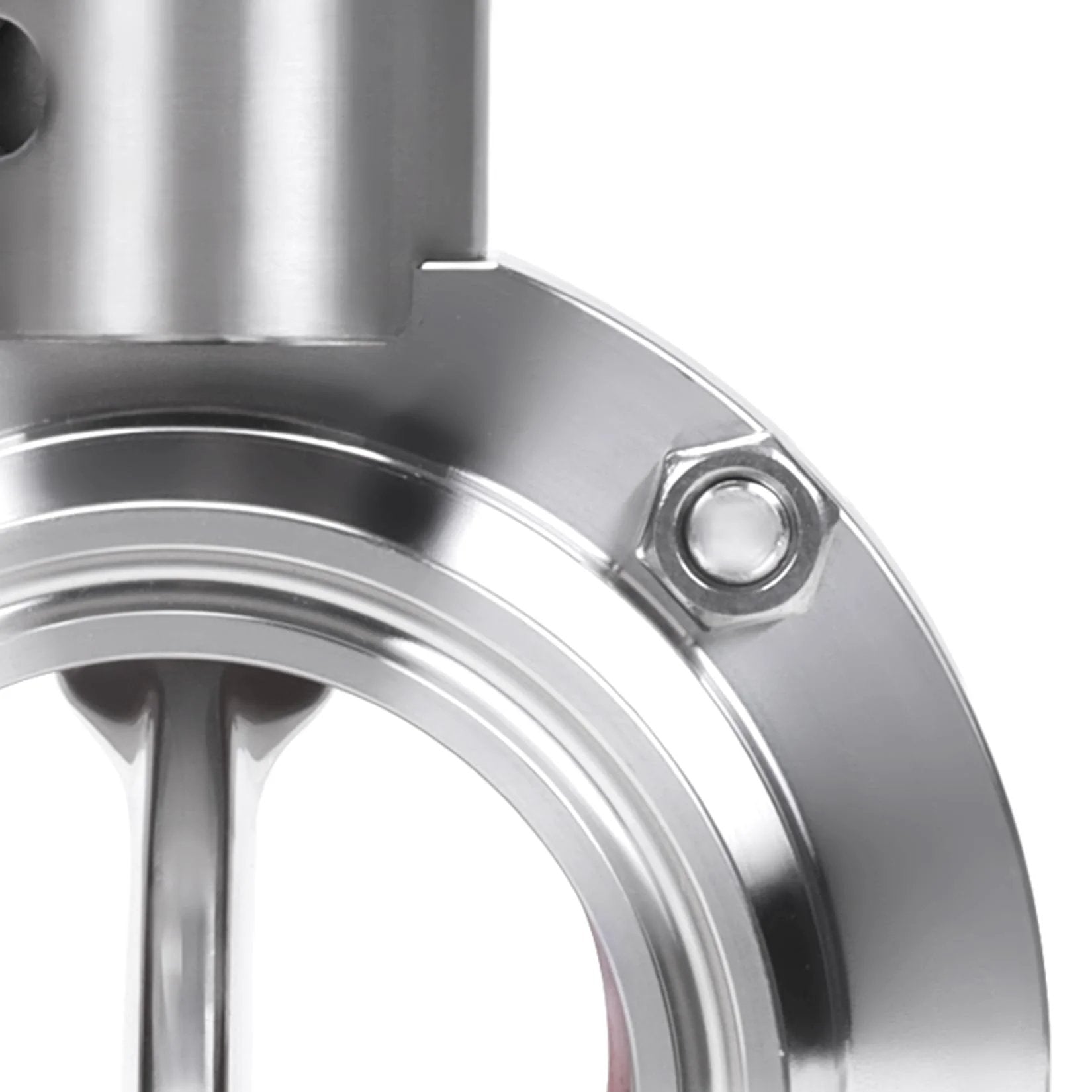 Close-up of Two Inch Heavy Duty Tri Clamp Sanitary Butterfly Valve With Pull Handle Stainless Steel 304 2 Pack Clover Clamp Style