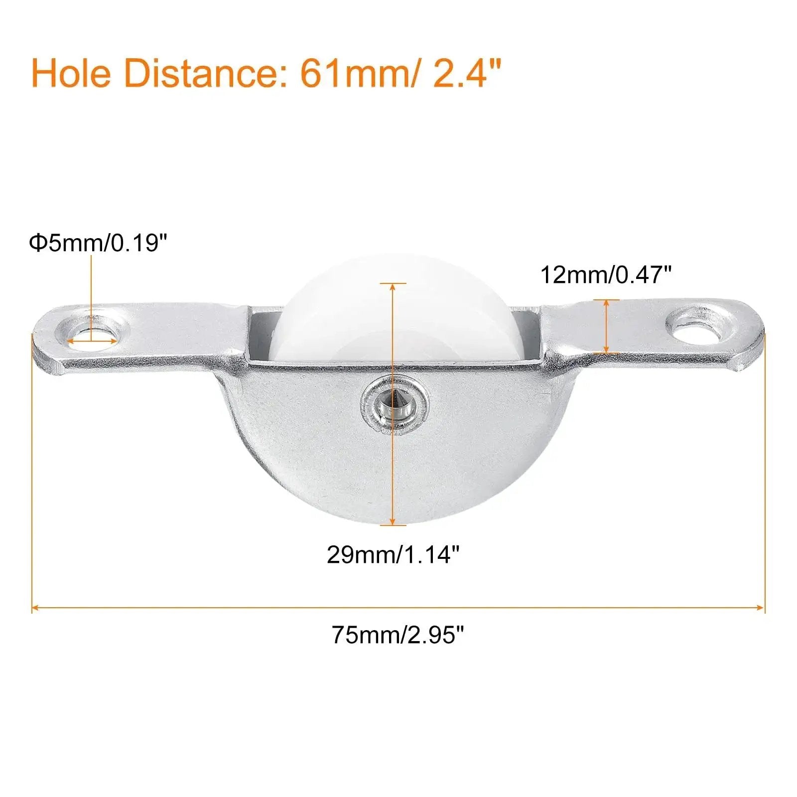 Sliding Door Nylon Pulley Wheels 25mm For Screen Doors Wardrobes Cupboards Closets 61mm Hole Distance 8 Pieces White Silver Tone Wear Resistant Nylon Wheel With Carbon Steel Shell Furniture Rollers