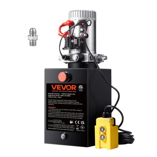 Beefy 20 Quart Hydraulic Dump Trailer Pump For 12V DC Systems, Single Acting Power Unit At 3200 PSI with handheld pendant