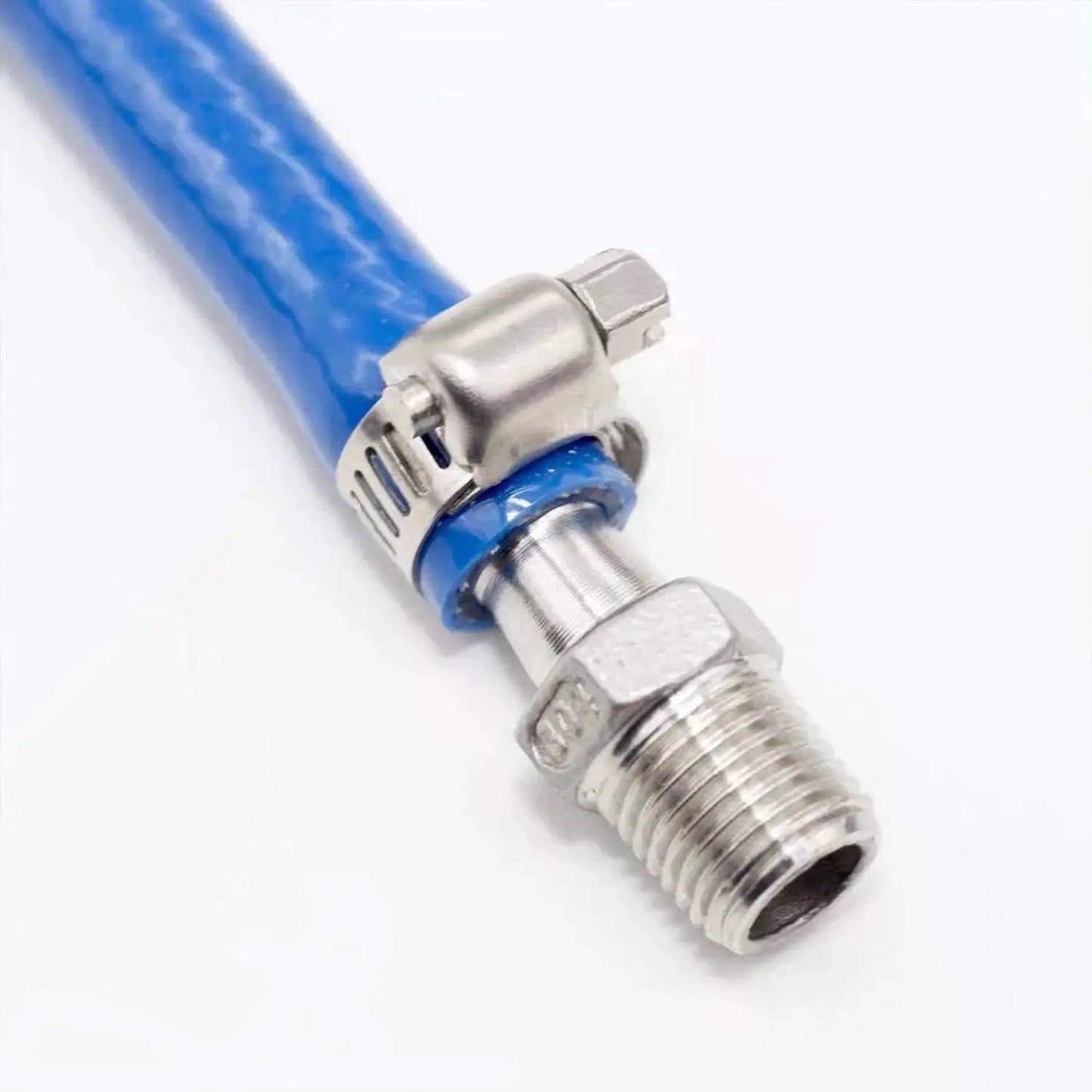 Heavy Duty Stainless Steel Hose Clamp Set For Marine And Auto Use 25 Pack 16-25mm adjustable on blue hose and metal fitting