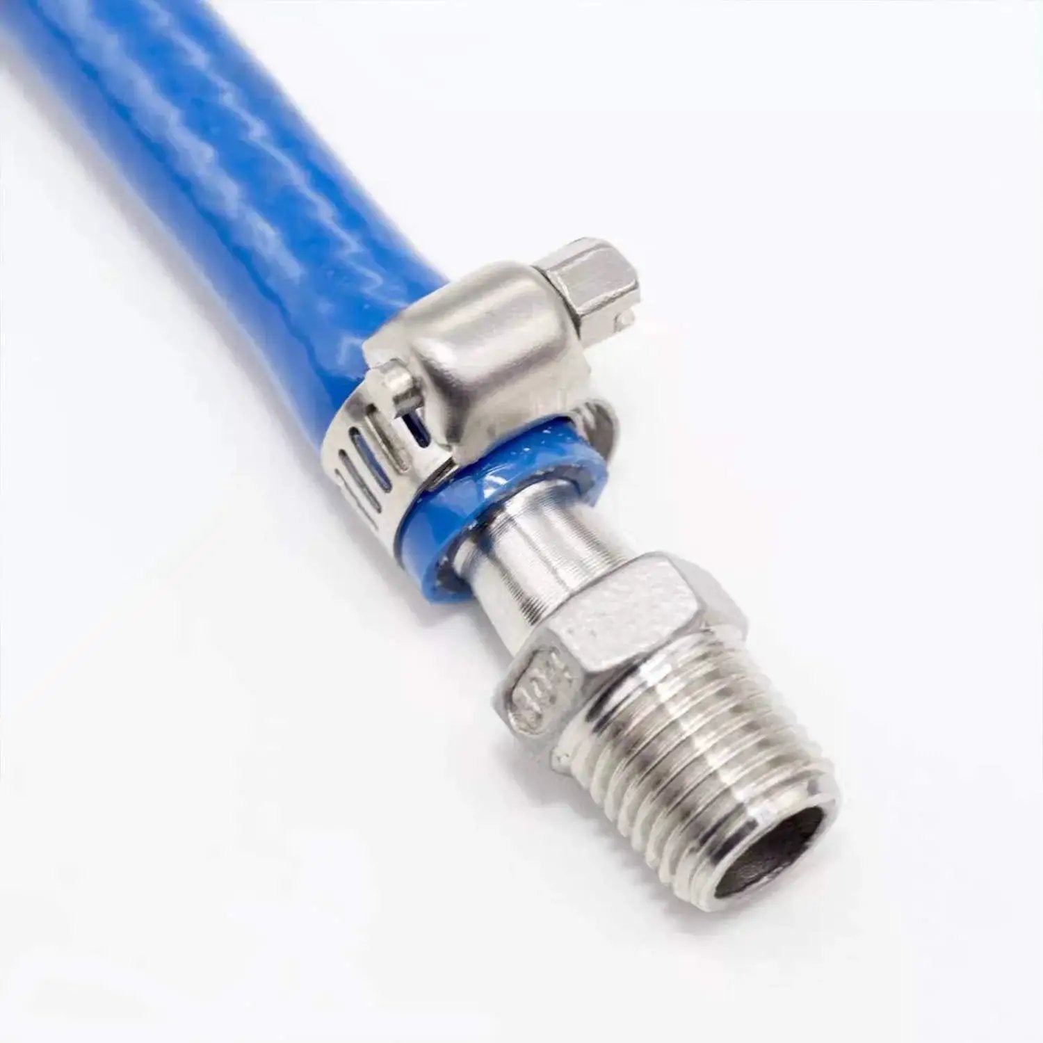 Heavy Duty Stainless Steel Hose Clamp Set For Marine And Auto Use 25 Pack 16-25mm adjustable on blue hose and metal fitting