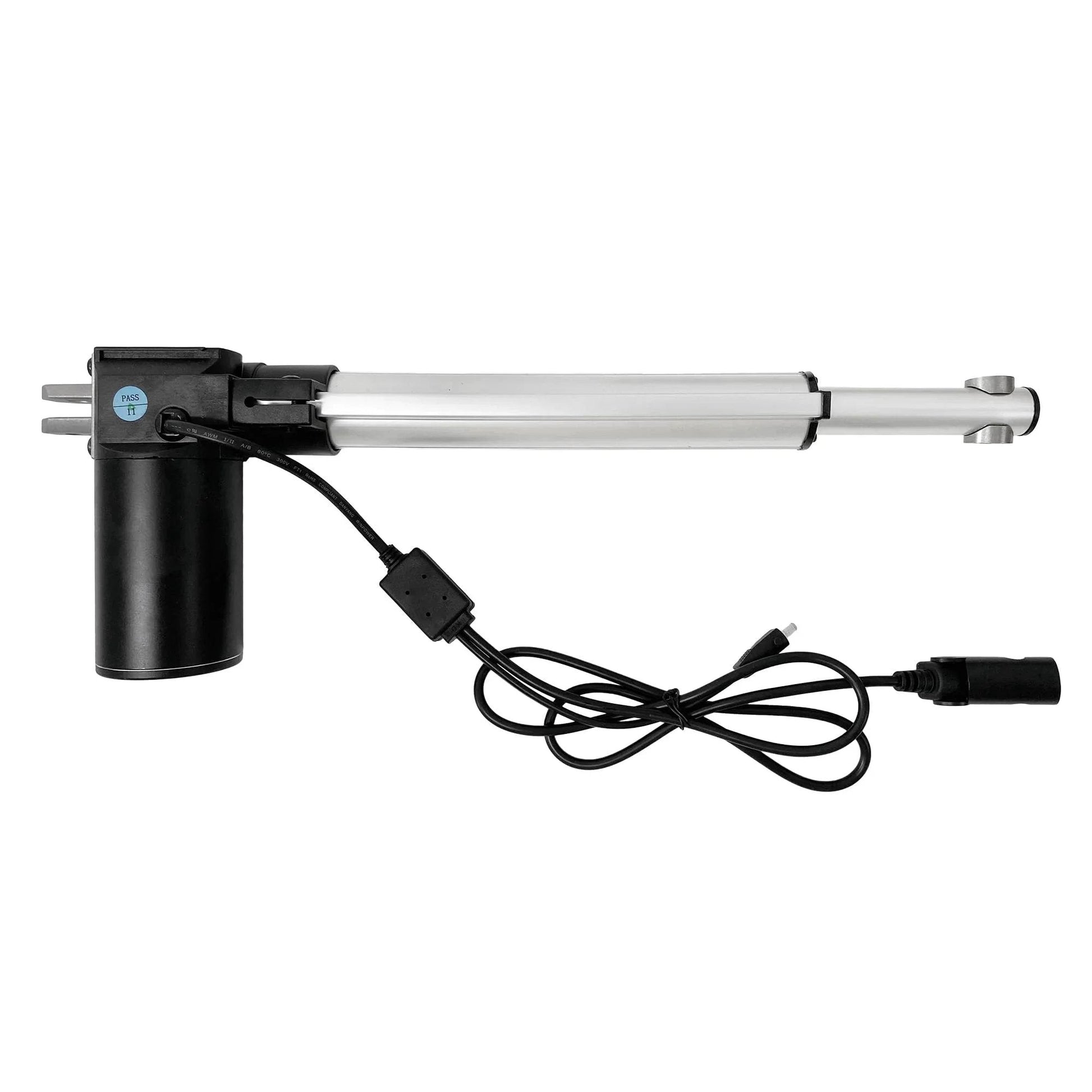 Power Recliner Lift Chair Linear Actuator Replacement For Kaidi Model KDFSJ-403-6, silver arm, black motor and cable, side view