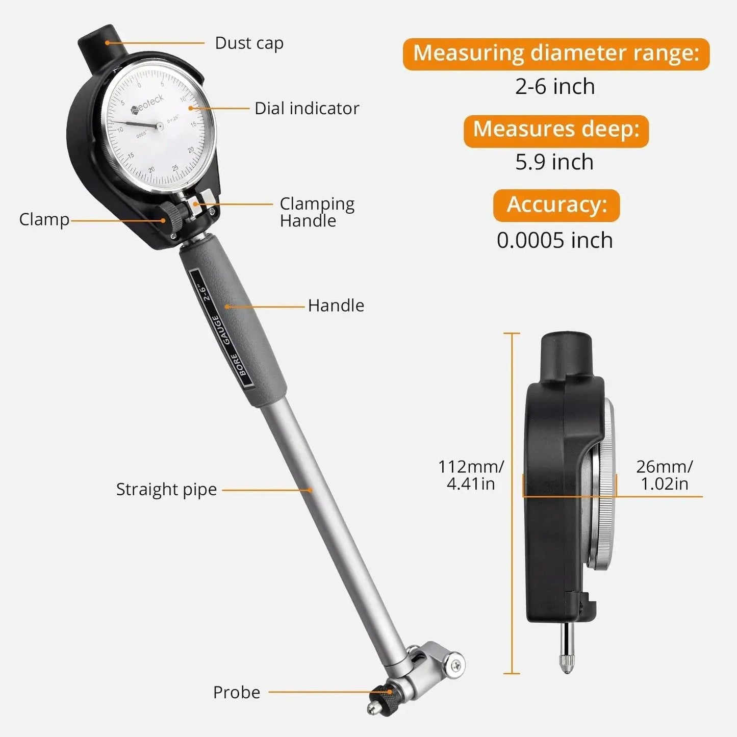 Deep Engine Cylinder Dial Bore Gauge Set For Accurate Measurements 2 To 6 Inch Range With 0.001 Inch Resolution Self Centering Design displayed