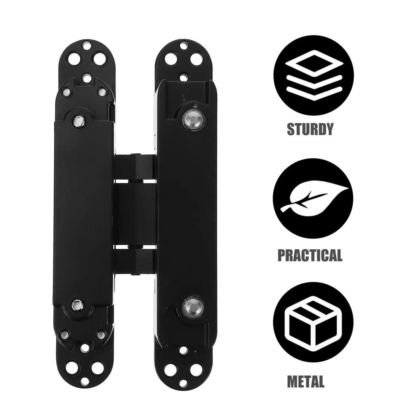 Heavy Duty Metal Invisible Door Hinge 180 Degree Concealed Cross Swing For Wooden Doors Load Bearing Up To 40kg Black Titanium Finish
