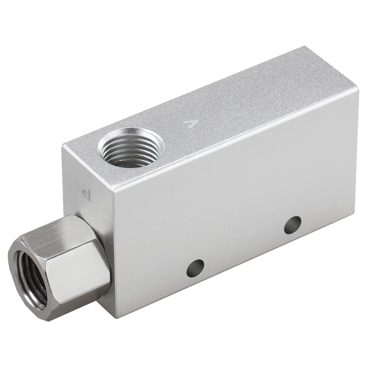 Vacuum Ejector Pneumatic Fitting CV 15HS One Quarter Inch PT Female Thread, silver, industrial-grade connector for air systems.
