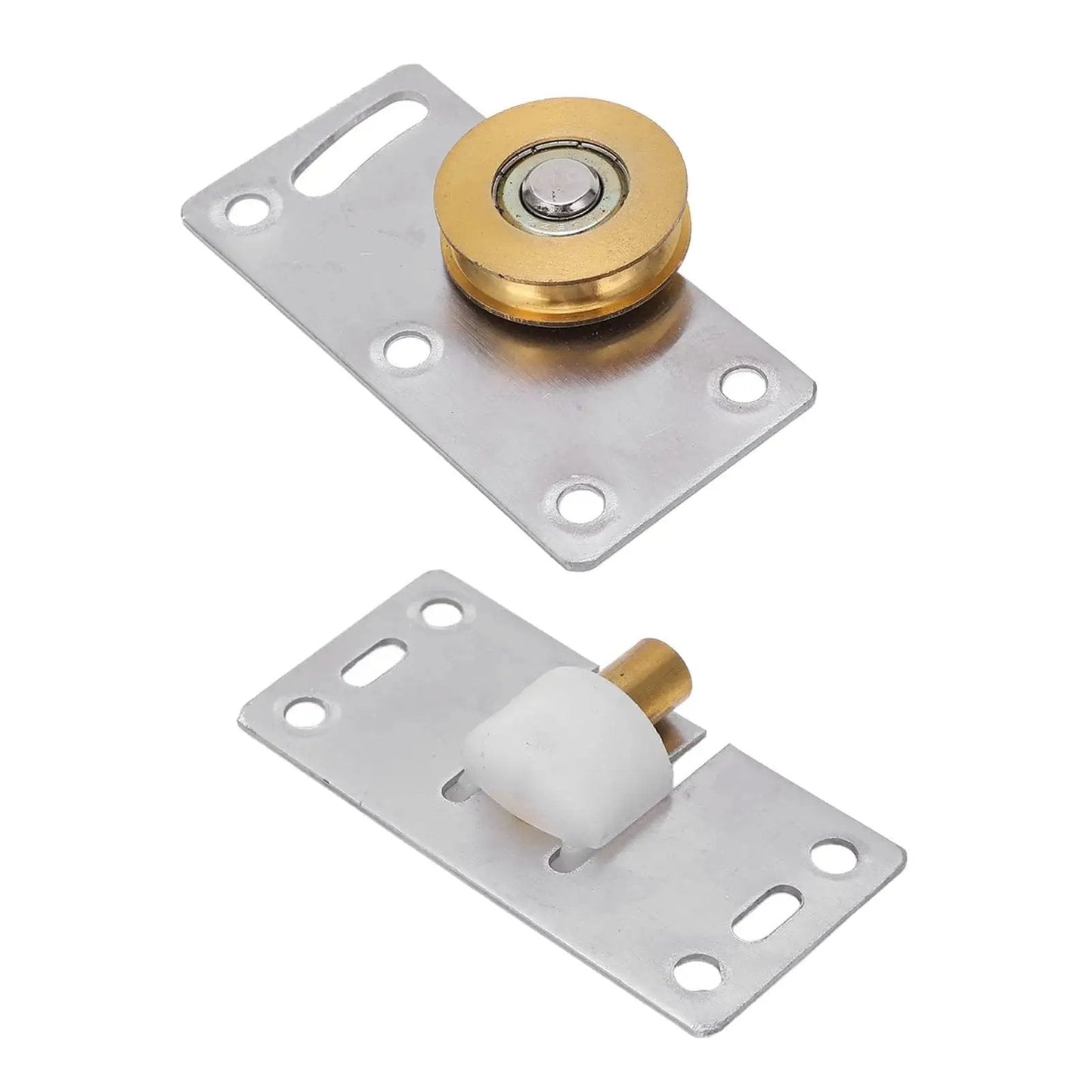 Two Sets 30mm Sliding Door Roller Wheels With Brackets Heavy Duty Stainless Steel Pulley Set For Closet Wardrobe Doors Replacement