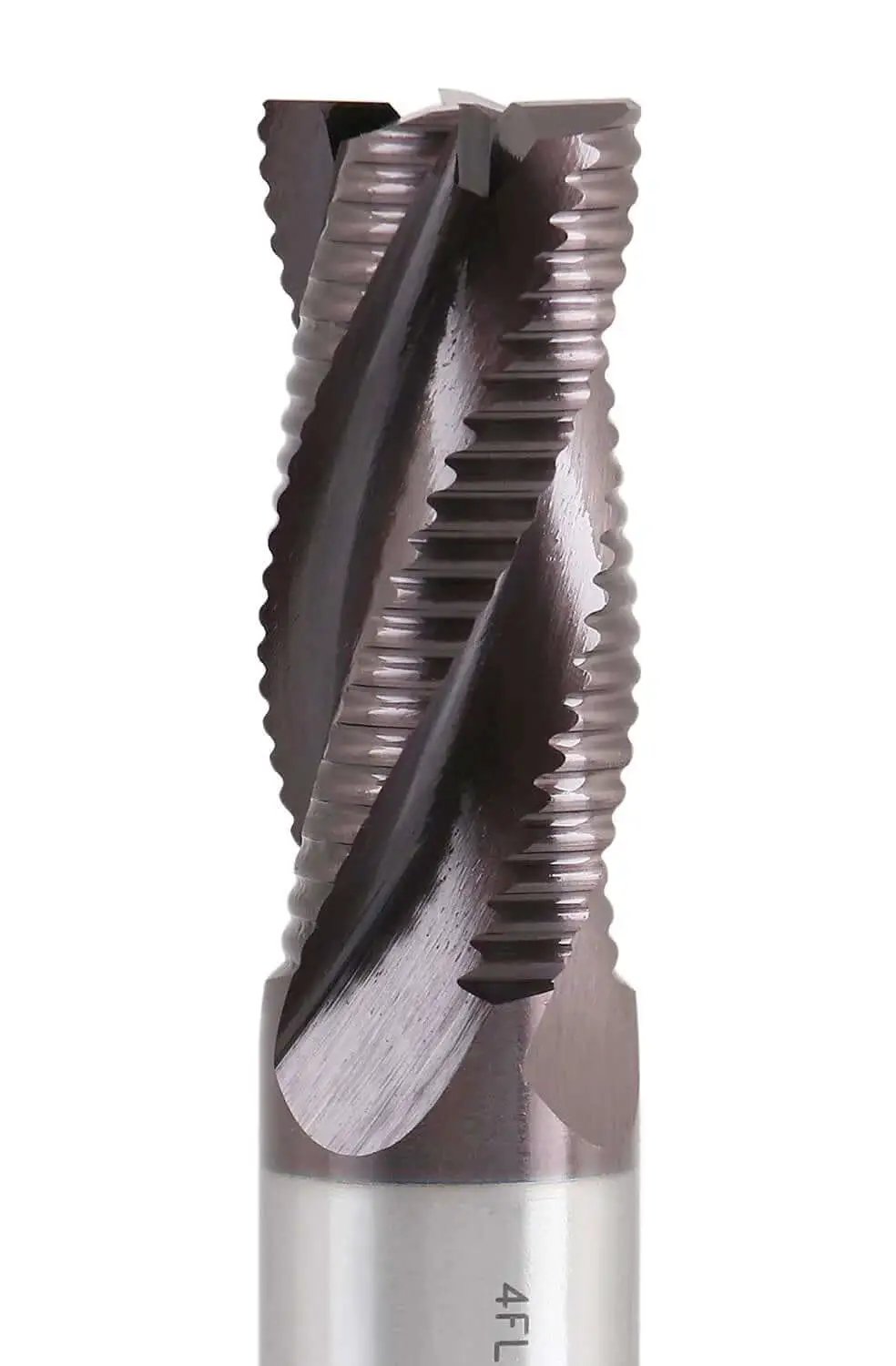 Beefy Roughing End Mill TiAlN Coated M42 Cobalt With Standard Tooth Four Flute Three Quarter Inch Diameter Model 1102-0034 By Accusize.