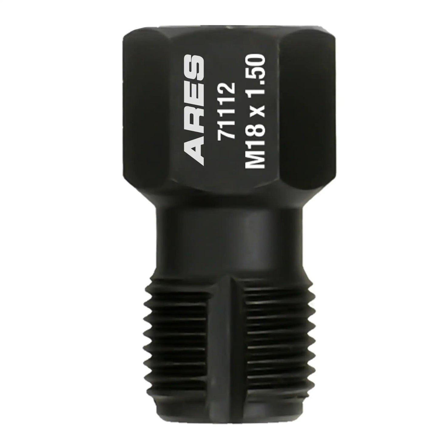 Rethread Oxygen Sensor Tool And Thread Chaser For Clean Damaged Oxygen Sensor Threads M18 By One Point Five Millimeter Spark Plug Threads With Three Eighths Hex Socket Or Three Eighths Drive Ratchet ARES 71112 front view