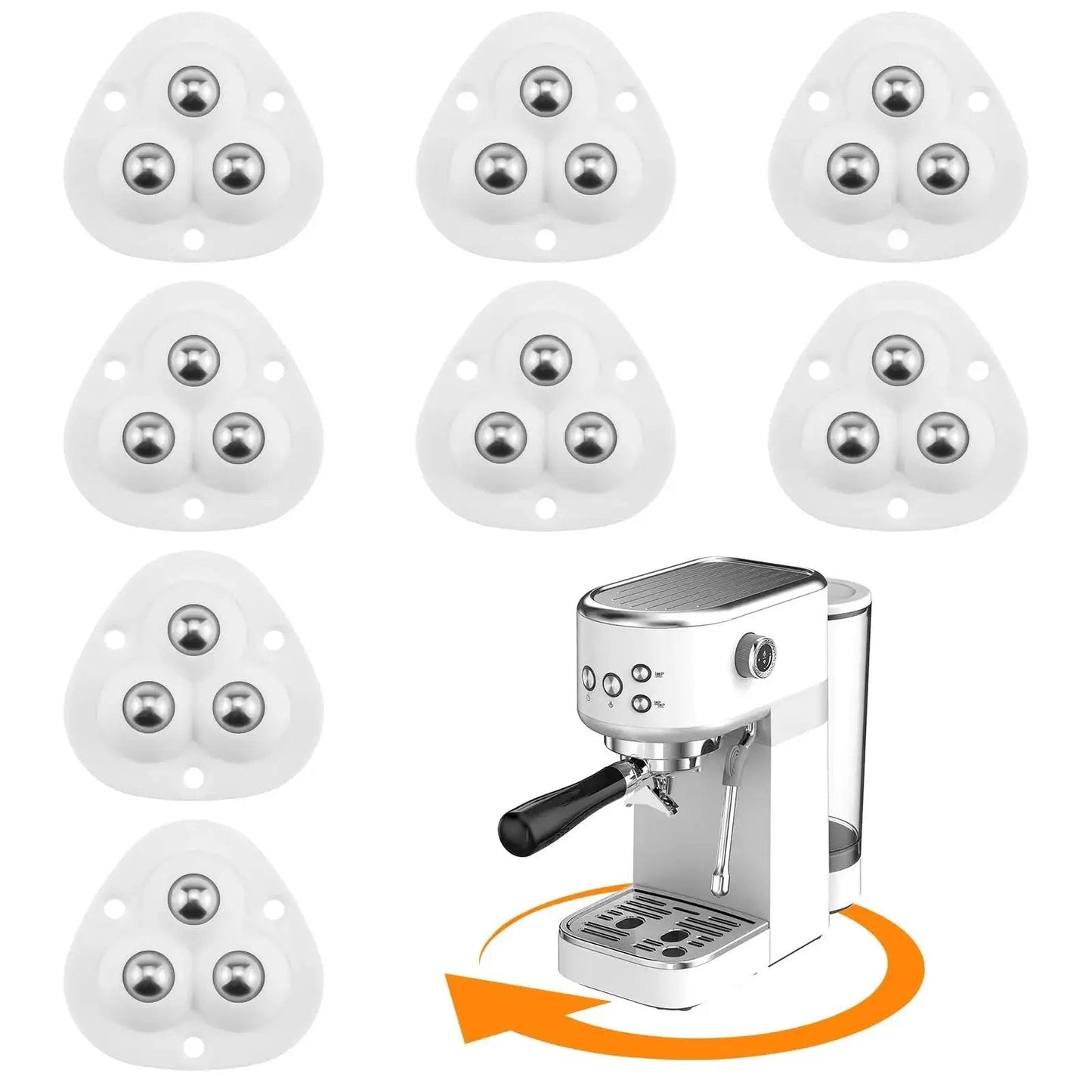 Mini Self Adhesive Caster Wheels 360 Degree Swivel Ball Transfer Rollers for Small Appliances like coffee maker, white 8 pack