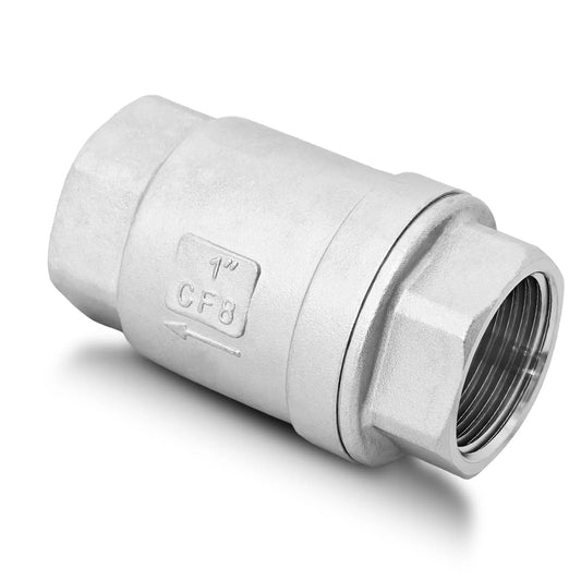 1 Inch NPT Stainless Steel Spring Check Valve Inline Vertical One Way Non Return Backflow Preventer For Oil Water Gas Air DN25 WOG 1000 Rating Heavy Duty Industrial Grade Built Tough