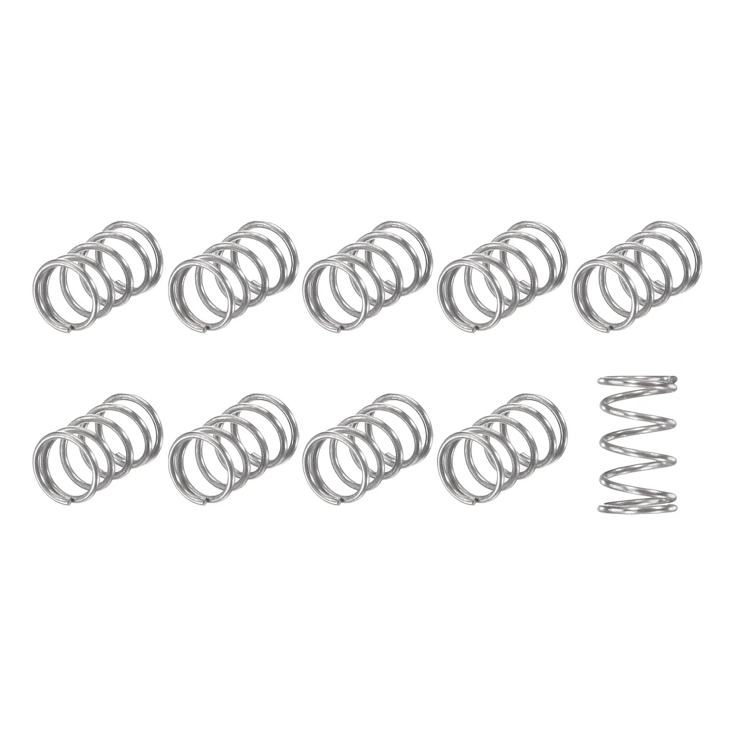 Compression Springs Set 0.3x3mm OD 5mm Free Length 304 Stainless Steel 10 Pack For DIYers Home Repairs Appliances Electronics Shop Projects Lawn Mowers Silver Tone