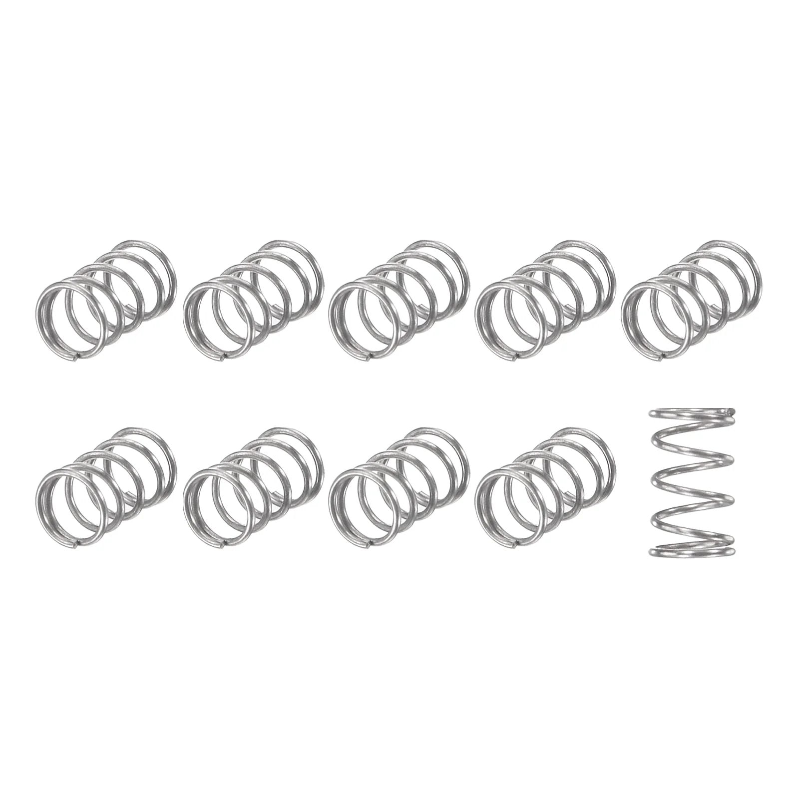 Compression Springs Set 0.3x3mm OD 5mm Free Length 304 Stainless Steel 10 Pack For DIYers Home Repairs Appliances Electronics Shop Projects Lawn Mowers Silver Tone
