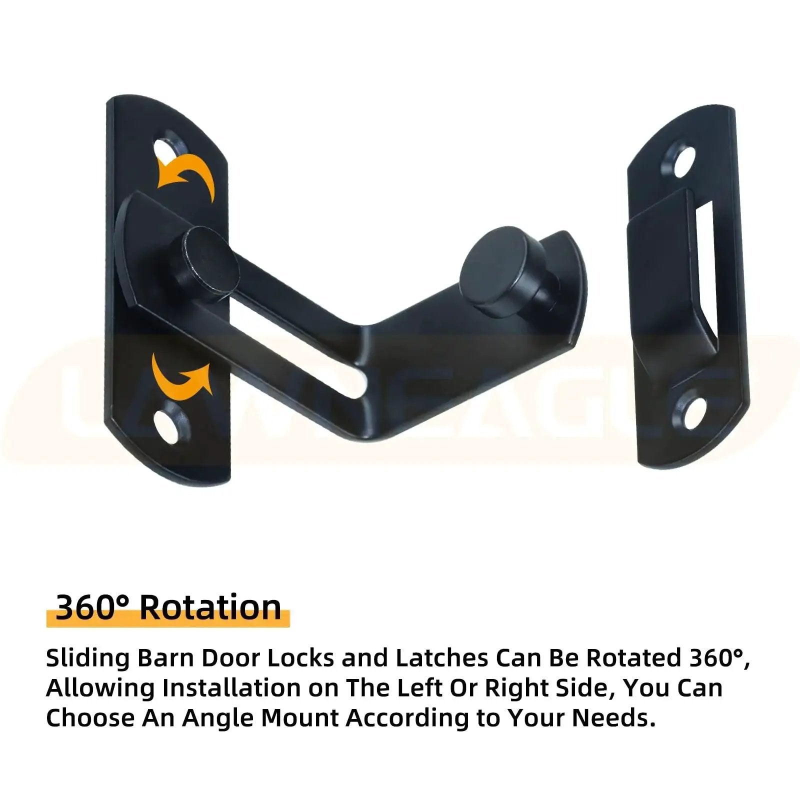 2 Pack 90 Degree Flip Sliding Barn Door Lock For Barn Doors And Cabinets, black alloy steel with 360-degree rotation feature