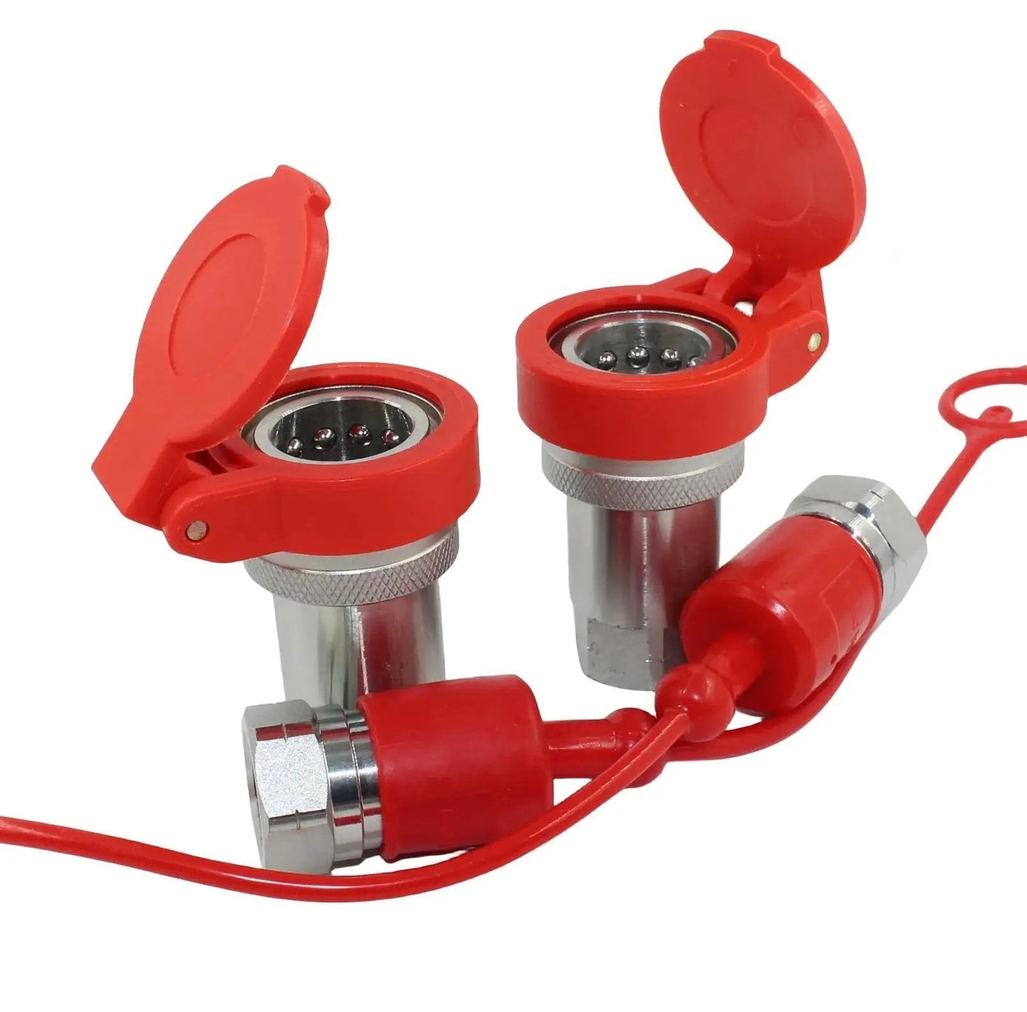 Half Inch Ag Hydraulic Tractor Quick Connect Couplers Set With Red Dust Caps, ISO7241-1A ISO5675 LSQ-S1-04, 12 GPM, 4000 PSI