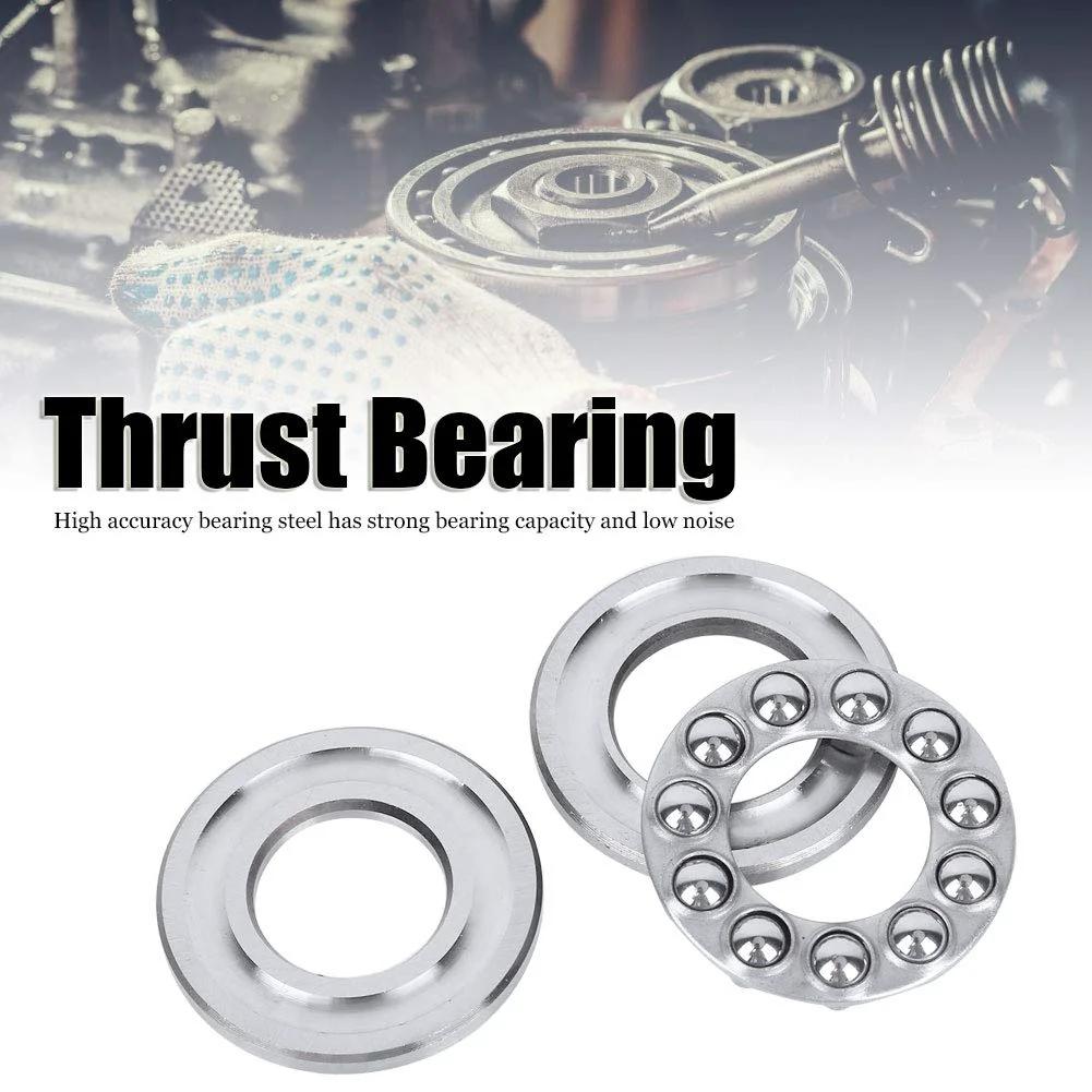 Heavy Duty Five Piece Axial Ball Thrust Bearing Set For Machinery And Equipment, Two Inch Outer Diameter, Five Eighth Inch Bore, High Precision Mounted Bearings With Durable Steel, Ideal For Industrial Machinery Installations Qqmora shown with individual components