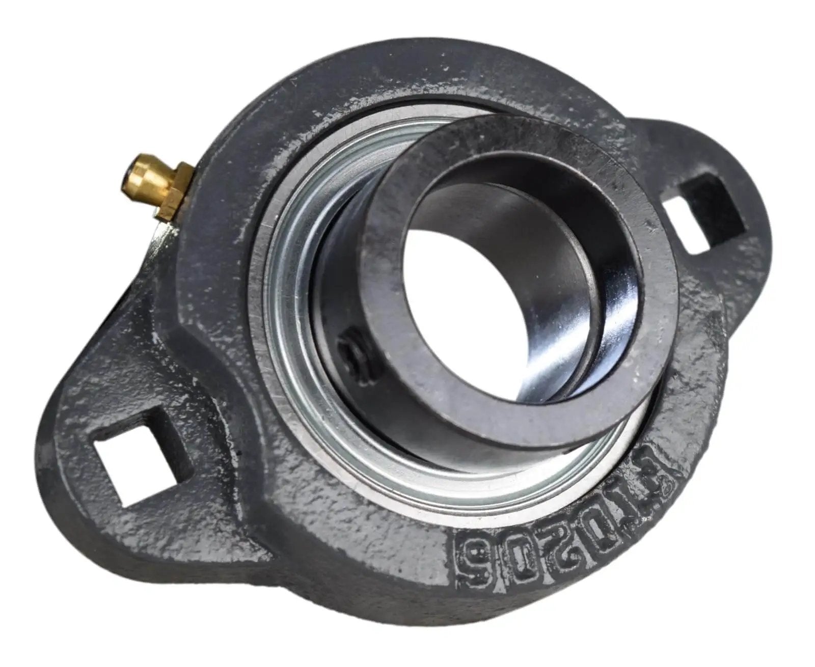 High Quality Ductile Iron Two Bolt Flange Bearing With Cam Lock Collar And Grease Zerk For One And A Quarter Inch Shaft, 3 Inch Bolt Spacing