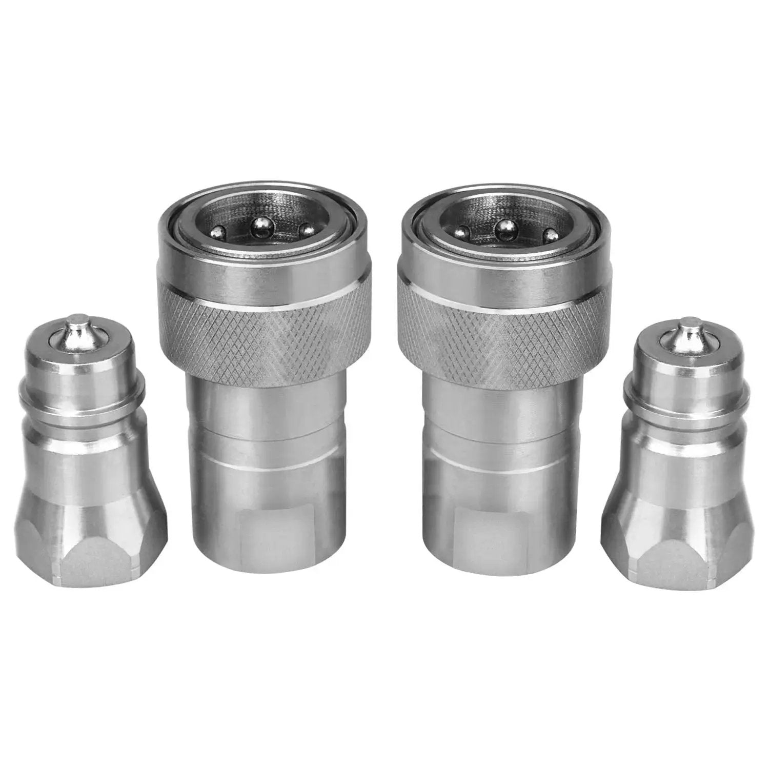 Half Inch Ag Hydraulic Quick Connect Tractor Couplers With Dust Caps Pioneer Style ISO 5675 NPT Thread Poppet Valve 2-pack
