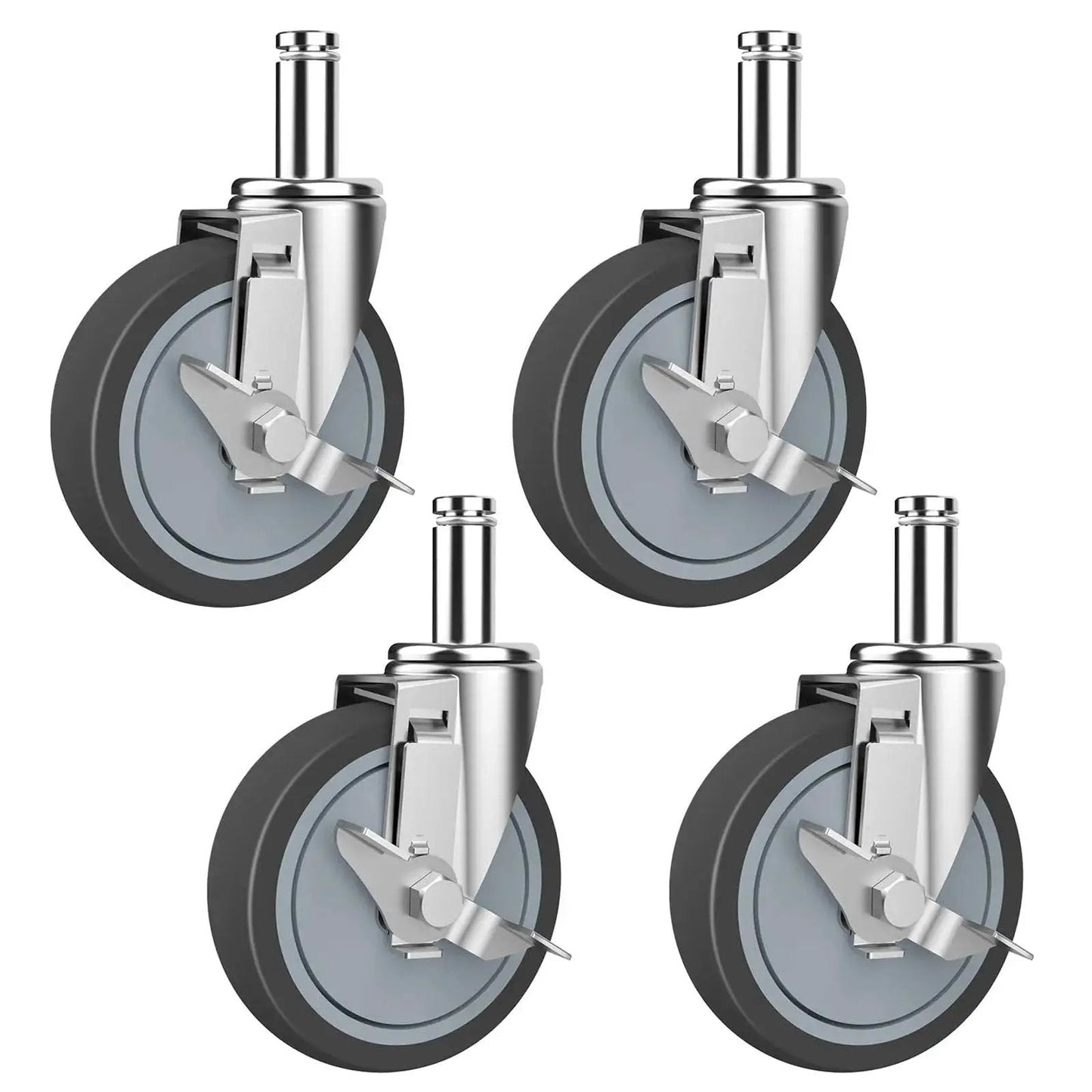 4-Inch Caster Replacement Wheels Set Of 4 For Wire Shelving Racks And Scaffolding With Brake Heavy Duty Compatibility For Metro Quantum And Uline Shelves