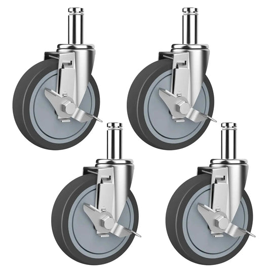 4-Inch Caster Replacement Wheels Set Of 4 For Wire Shelving Racks And Scaffolding With Brake Heavy Duty Compatibility For Metro Quantum And Uline Shelves