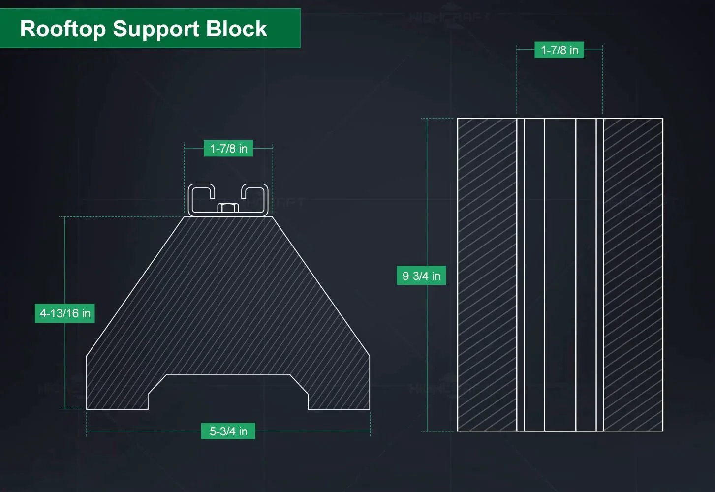 Diagram of Rooftop Pipe Support Block With Galvanized Steel Strut For Conduit And HVAC Workhorse Sleeper Curb Replacement 750 Pound Capacity