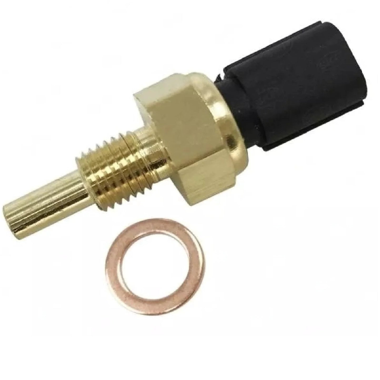 Engine Coolant Temperature Sensor Works With Honda And Acura Cars Including Accord Civic CRV Element MDX Odyssey Pilot Ridgeline RSX TL TSX 01 02 03 04 05 06 07 08 09 10 11 L4 V6 2.0L 2.4L 3.0L Replaces OEM 37870 PLC 004, brass sensor with black connector and washer.