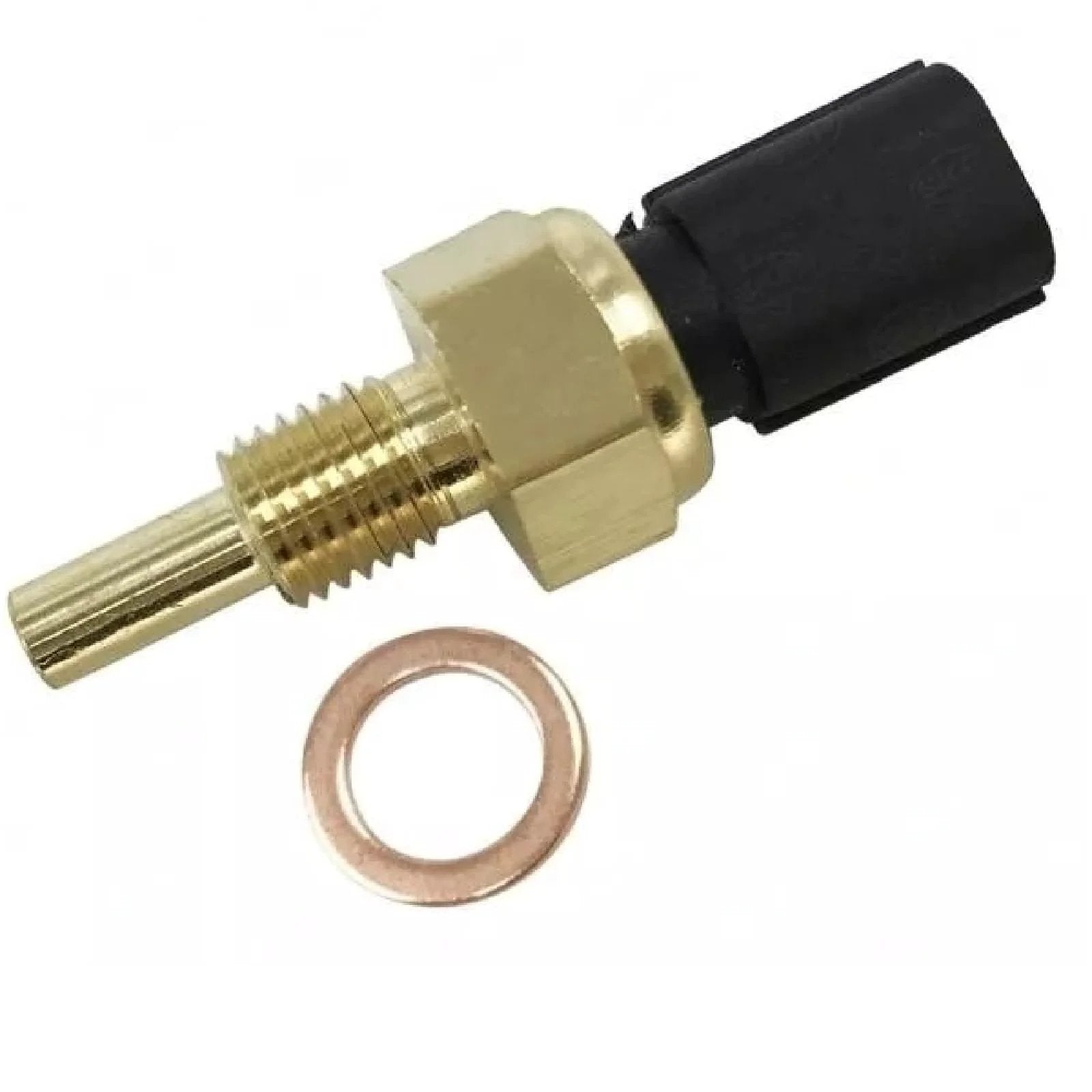 Engine Coolant Temperature Sensor Works With Honda And Acura Cars Including Accord Civic CRV Element MDX Odyssey Pilot Ridgeline RSX TL TSX 01 02 03 04 05 06 07 08 09 10 11 L4 V6 2.0L 2.4L 3.0L Replaces OEM 37870 PLC 004, brass sensor with black connector and washer.