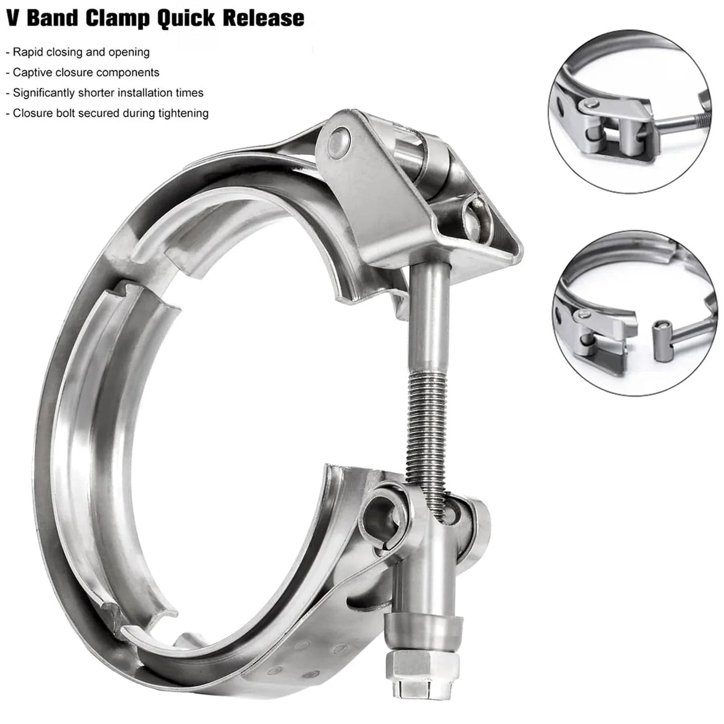 2.75 Inch Quick Release V Band Clamp Stainless Steel 304 For Exhaust Pipe Flanges And Intercooler Piping shown in detail