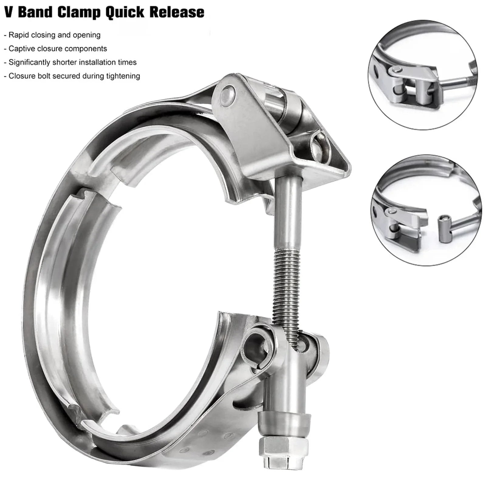 2.75 Inch Quick Release V Band Clamp Stainless Steel 304 For Exhaust Pipe Flanges And Intercooler Piping shown in detail