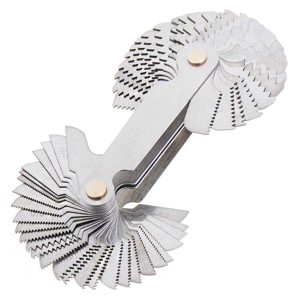 55 Degree And 60 Degree Screw Pitch Gauge With Locking Mechanism For Metric Imperial And US Threads Pro Grade Industrial Measurement Tool For Quick Size Checks Includes Multiple Pitch Sizes