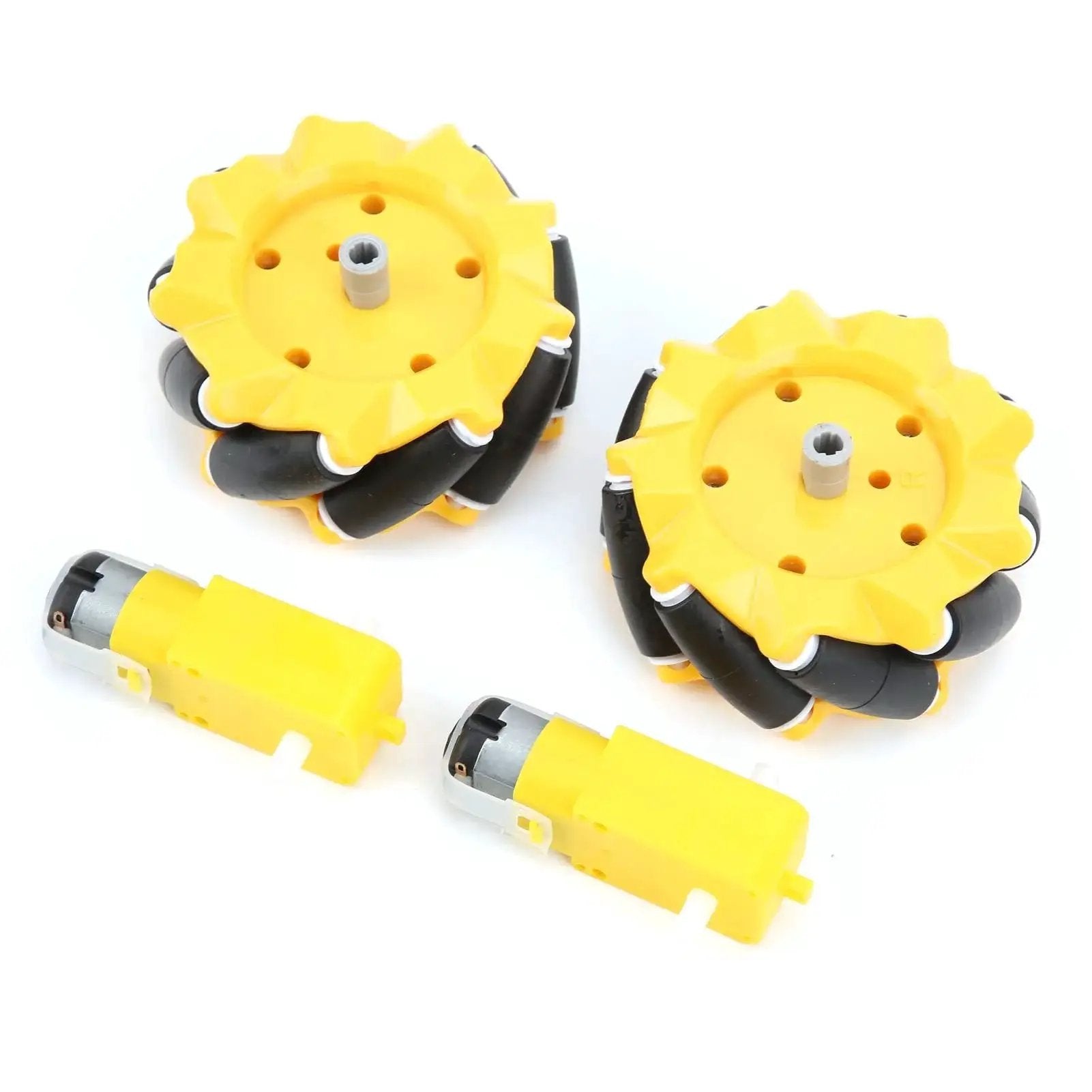 Mecanum Wheel Kit For TT Geared Motor Smart Robot Car Parts Accessories DIY Toy Components 80mm Rubber Coated Wheel In Yellow And Black