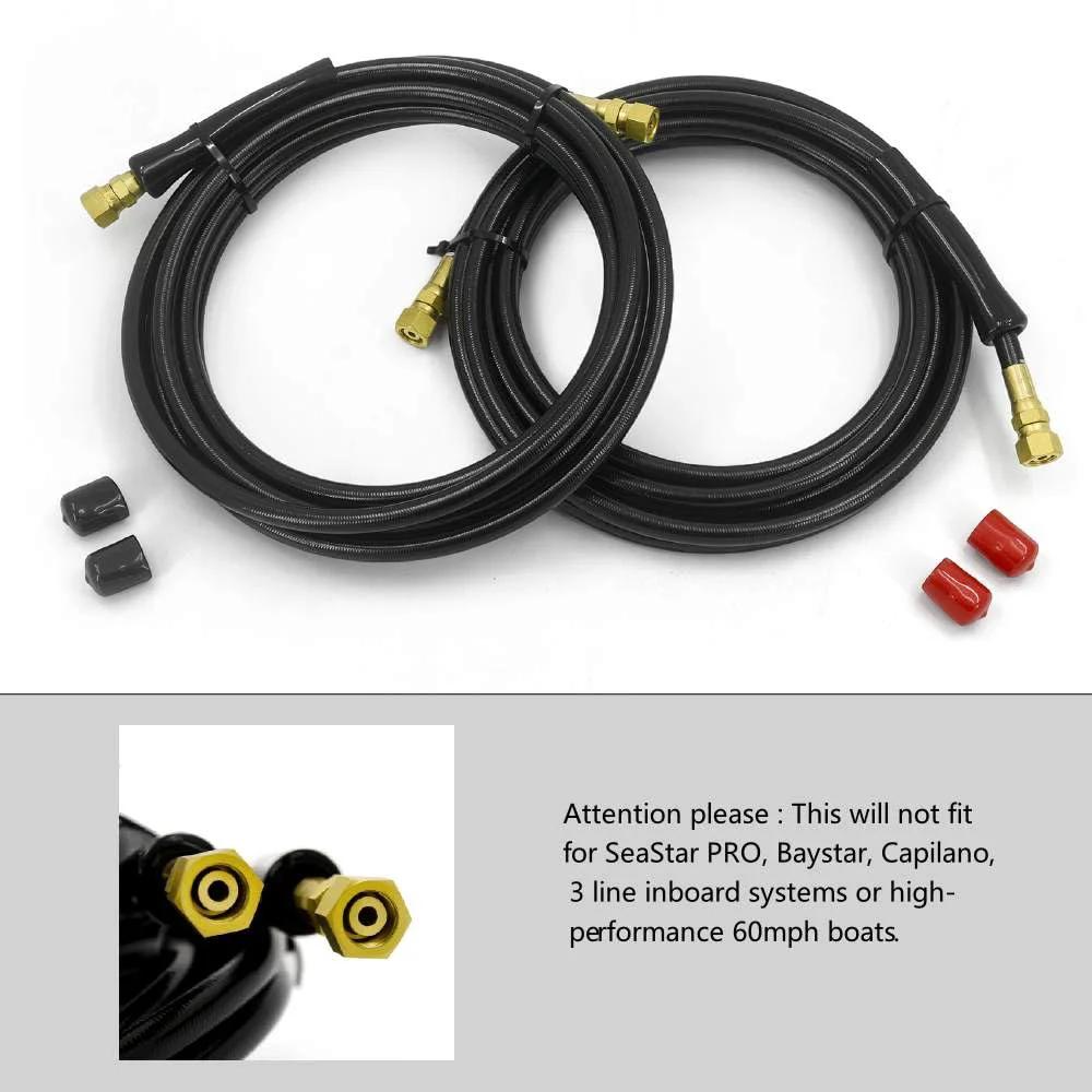 20 Foot Hydraulic Hose Kit For SeaStar Teleflex Outboard Steering Systems HO5120, showing two black hoses with fittings