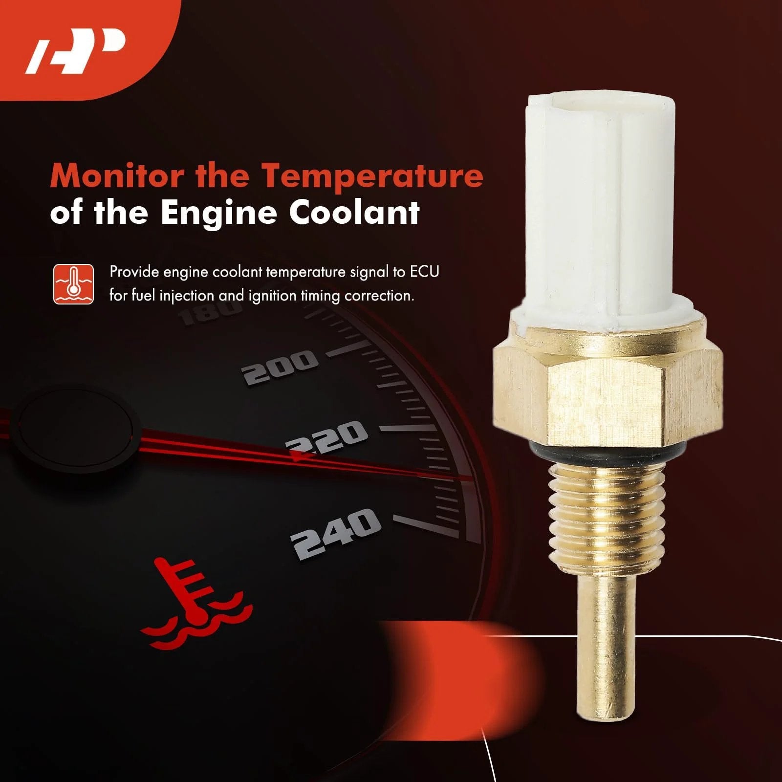 Left Engine Coolant Temperature Sensor Compatible With Honda Accord 2003 2007 Civic 2001 2011 displayed next to gauge