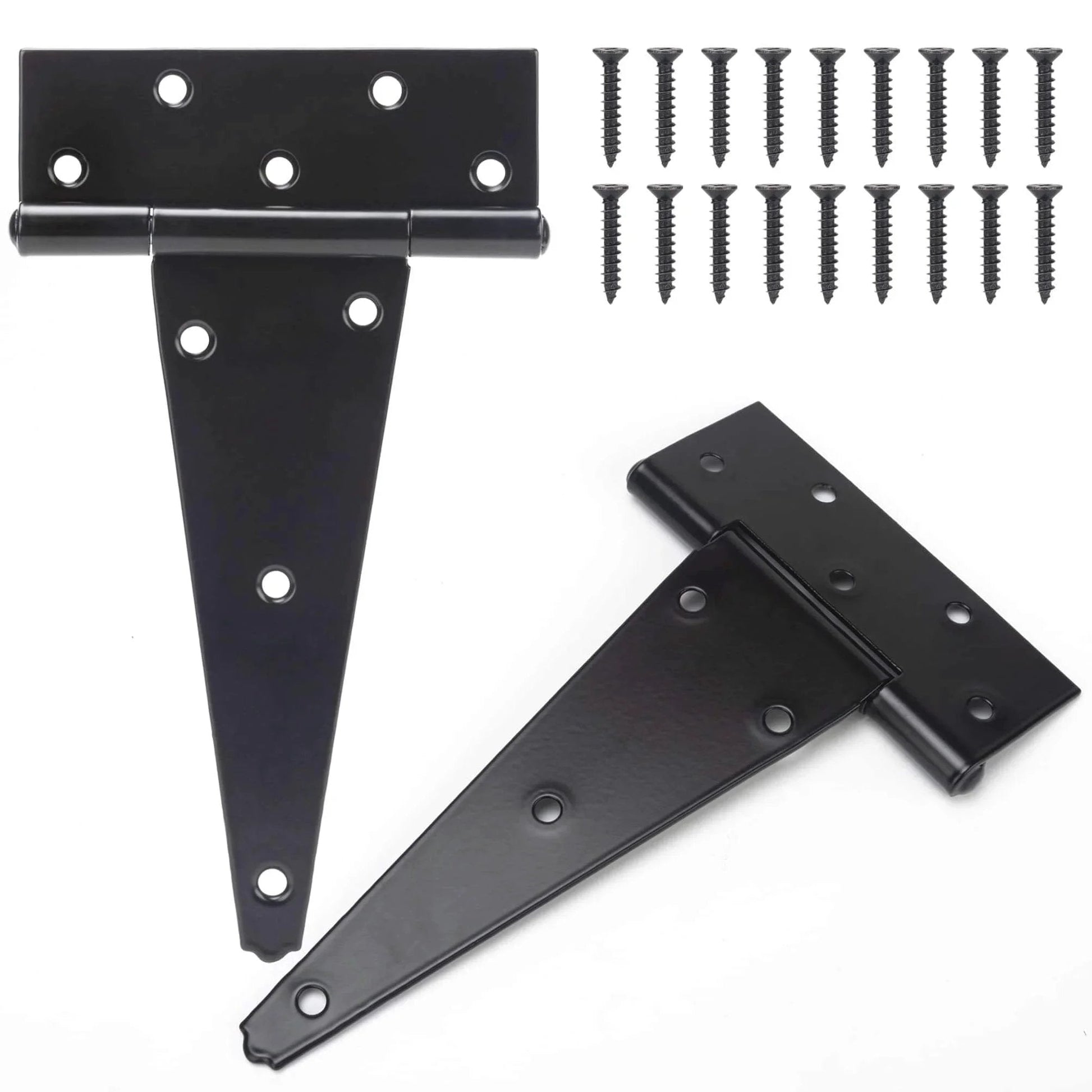 10 Inch T Strap Heavy Duty Door Hinges Black Tee Hinge For Wood Fences Gardens Barn Doors And Gates Rustproof 1/8 Inch Thick Steel