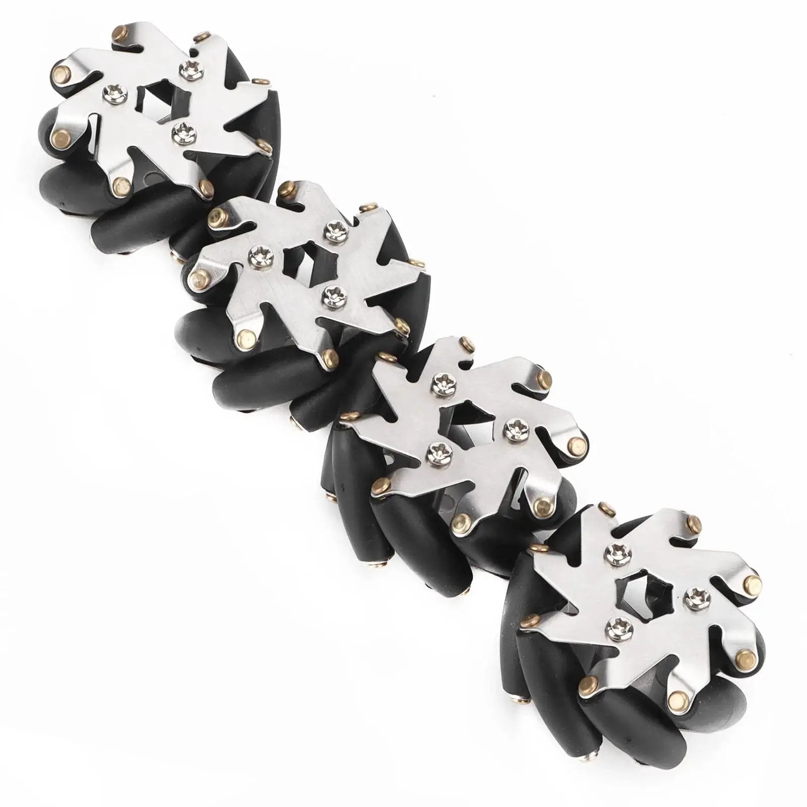 4 Pack 48mm Steel Mecanum Wheels With TPR Rollers For Omni-Directional Robot Car Movement, precise wheel design close-up