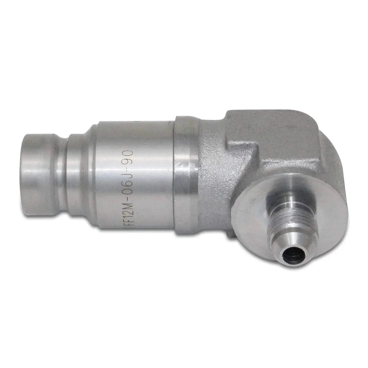 Side view of 90 Degree Flat Face Skid Steer Hydraulic Quick Connect Coupler Set For 12 GPM Systems With ISO Body Size One Half Port Thread