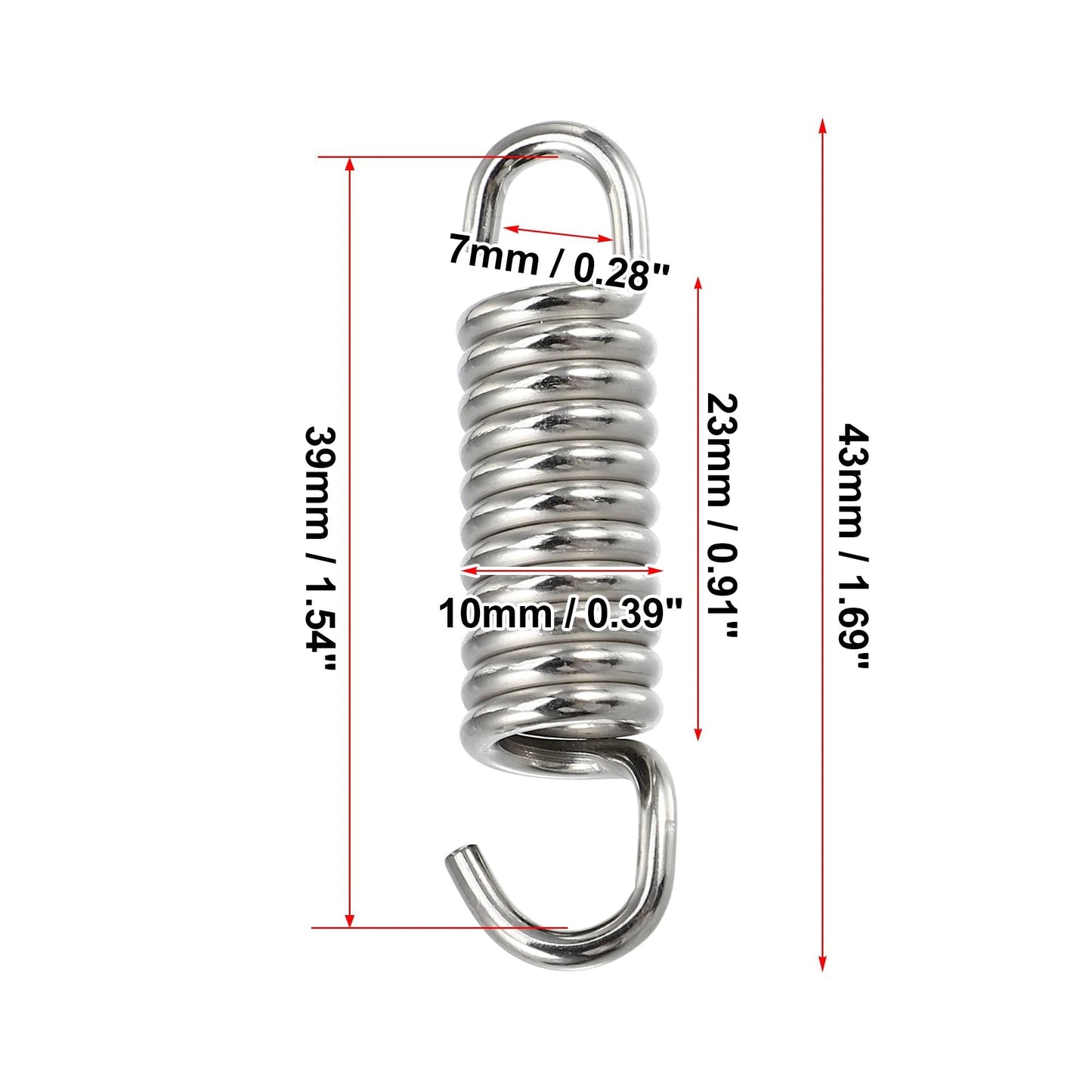 Universal Stainless Steel Exhaust Pipe Spring 43mm And 1.69 Inch Two Pack For Motorcycles Scooters And ATVs With Swivel Hook Design